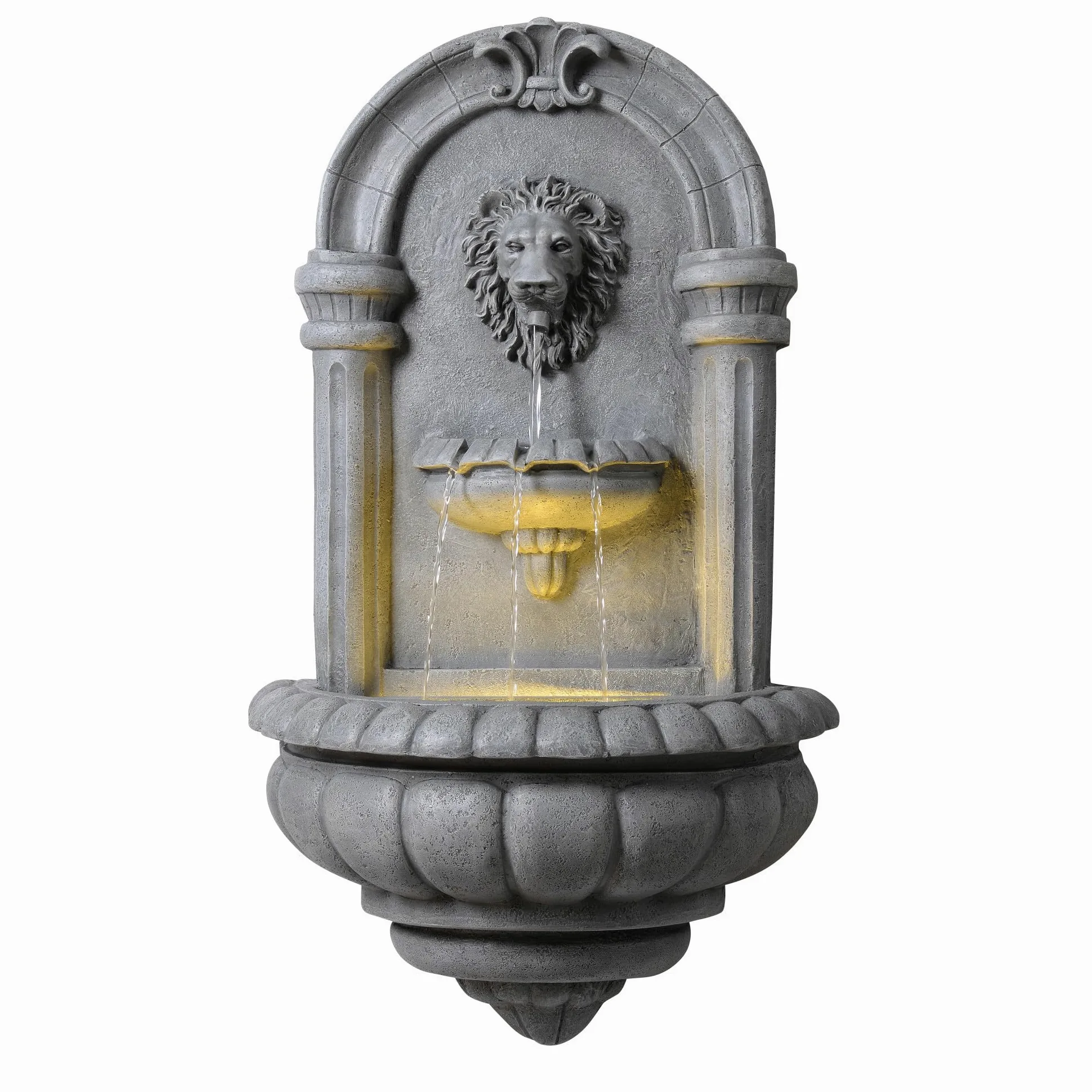 Teamson Home Fuente Pared Cabeza de león 81 cm Exterior LED Integrado Piedra Natural