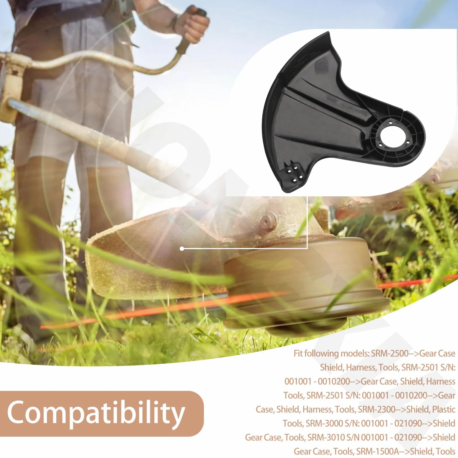 69900040930 - Protector de césped compatible con Echo Shindaiwa SRM-1500, SRM-1500A, SRM-2200, SRM-200CE, SRM-3000, SRM-3010 recortadora/desbrozadora reemplaza 69900040830 69900440930 1 6999. 01027230