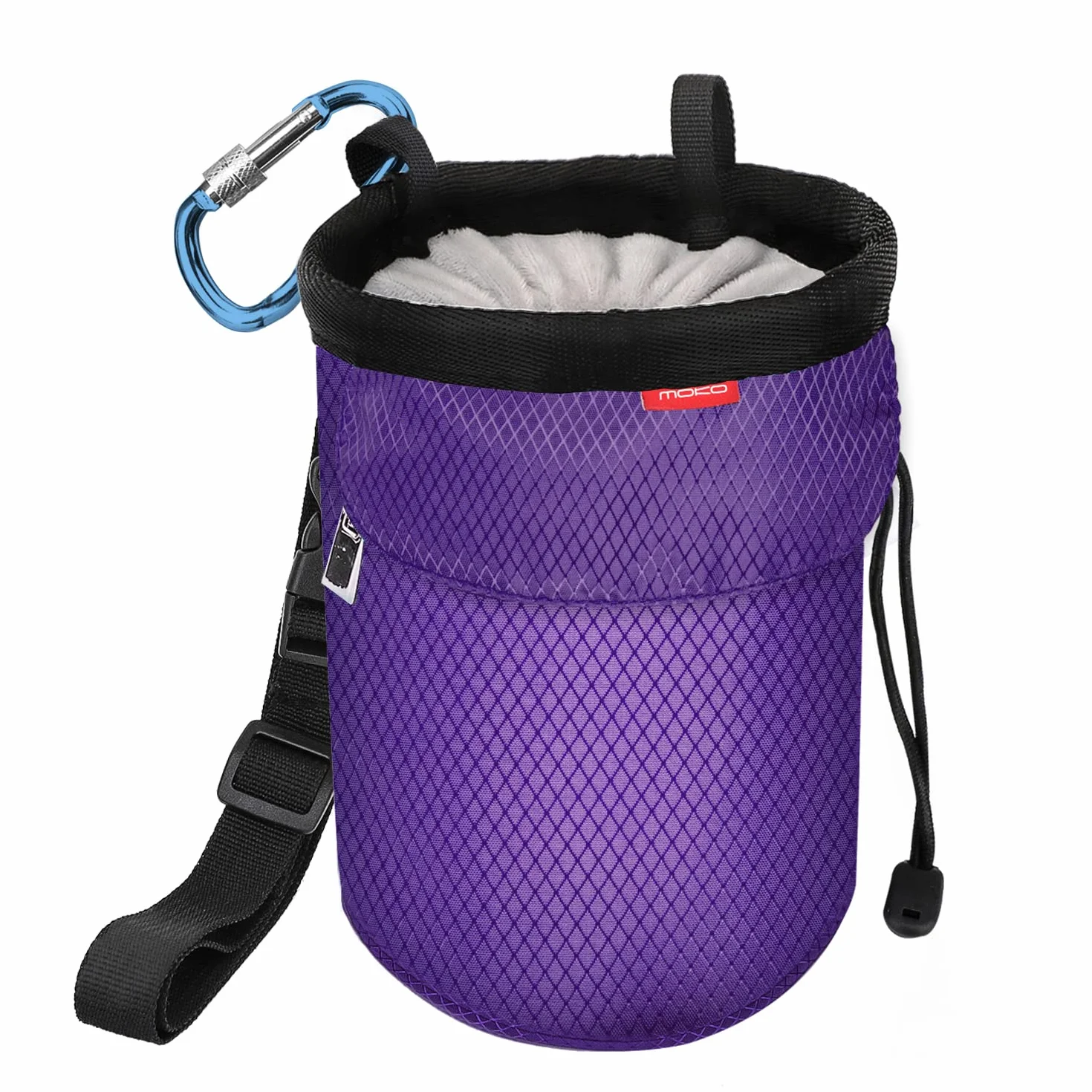 MoKo Bolsa de Magnesia Profesional con Cinturón Ajustable y Bolsillo con Cremallera para Escalada, Gimnasia, Levantamiento de Pesas