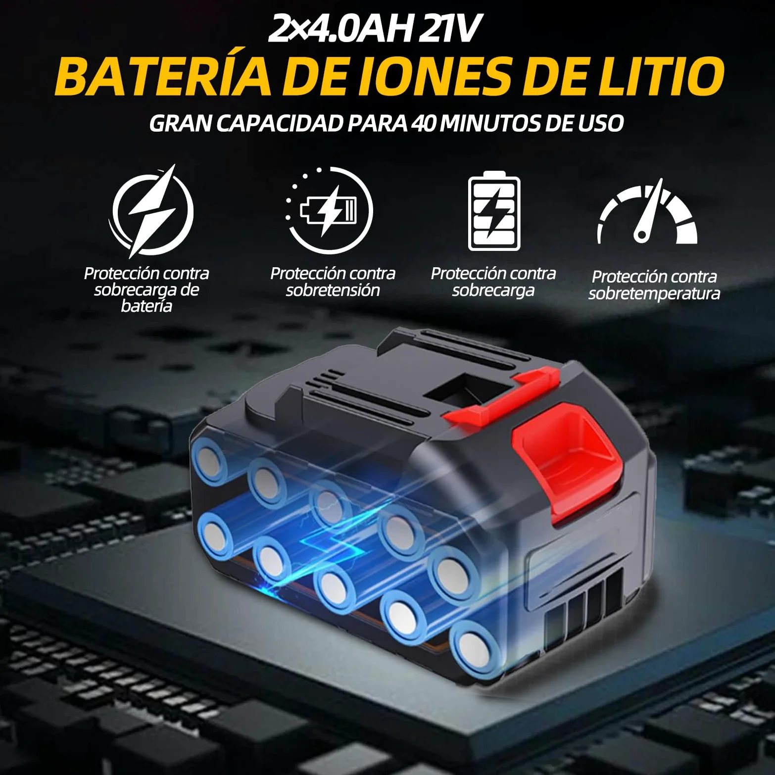 Mini motosierra inalámbrica 8" y 6", engrase automático, cadena repuesto, motor brushless 1200W, 2 baterías 4000mAh – Poda, jardín y corte madera
