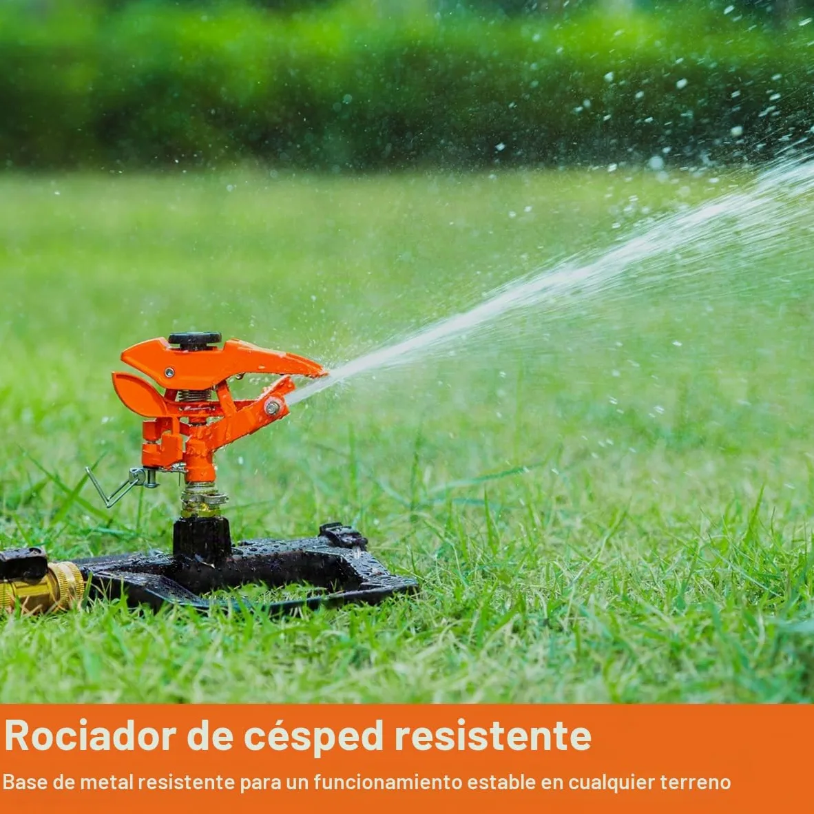 FANHAO Aspersor de Impacto de Resistencia para Jardín, Base 100% Metálica con Rotación 360°, Aspersor de Riego Giratorio Ajustable para Grandes Áreas, Que alcanza hasta 540 m²