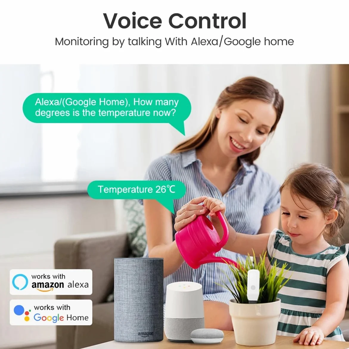 Medidor de humedad del suelo WiFi Smart Life Alexa Sensor inteligente higrómetro para plantas