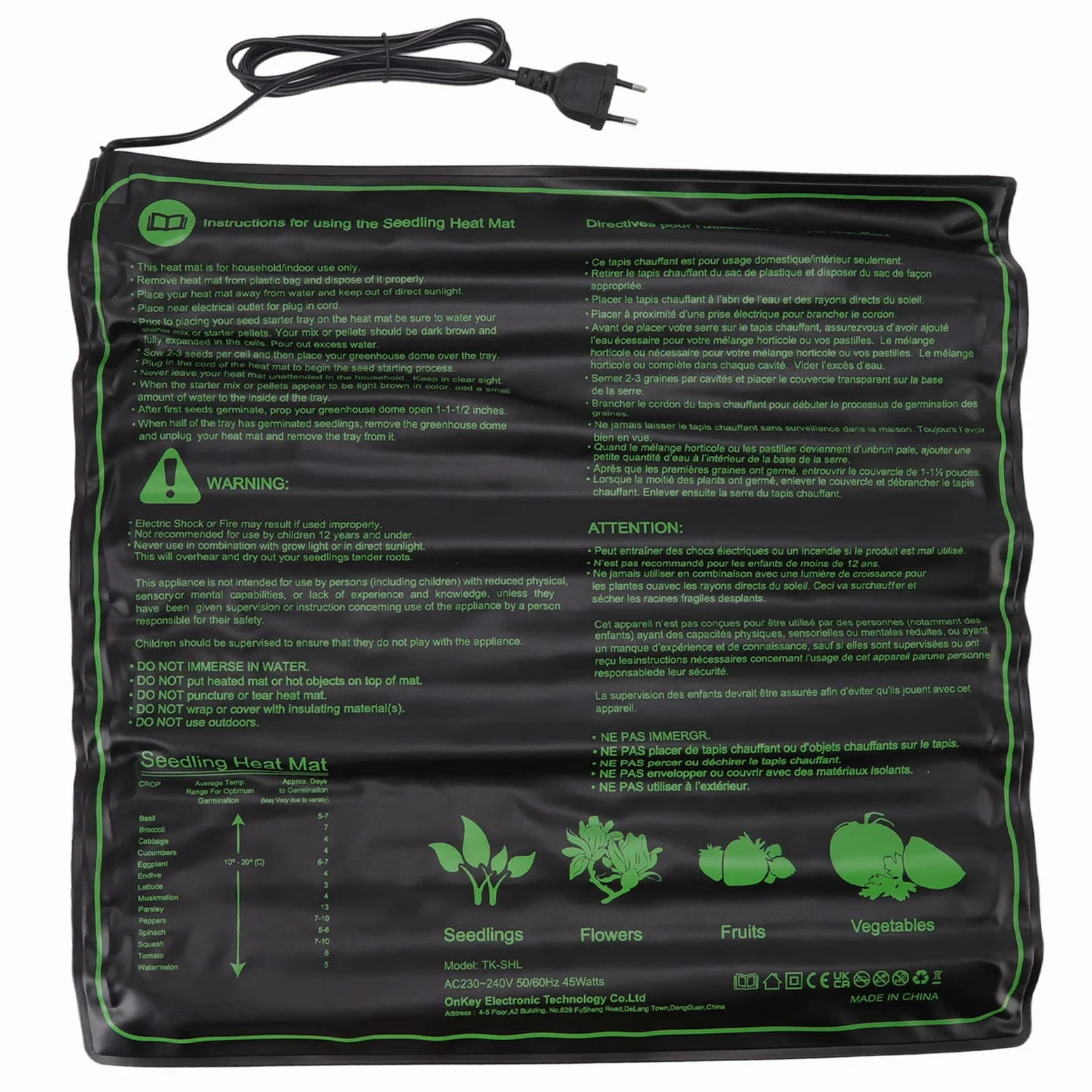Alfombrilla térmica impermeable 50x50cm para plántulas, almohadilla calefactora hidropónica para plantas
