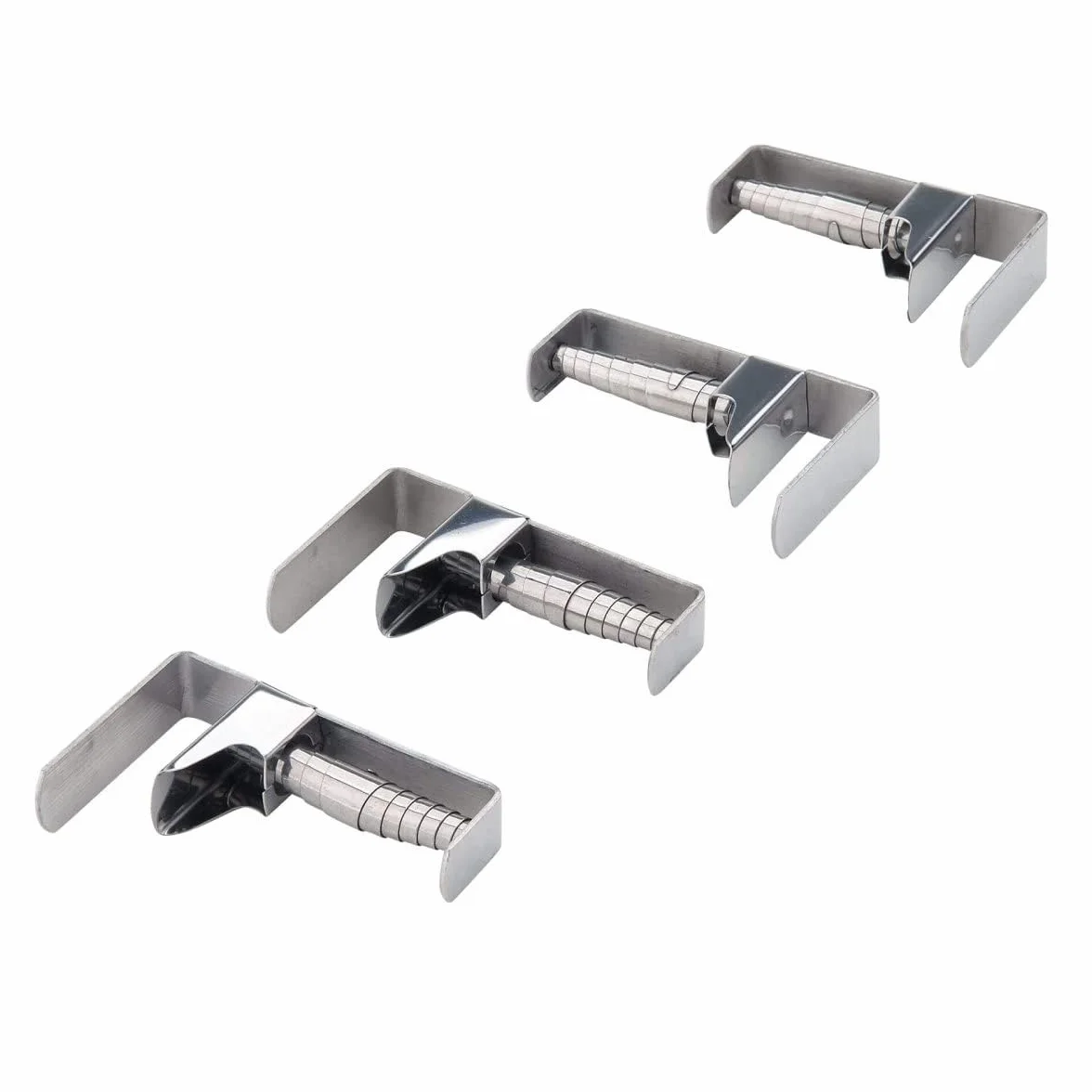 Fackelmann Pinzas Sujeta Manteles Ajustables para Tableros desde 1,8 a 5,4 cm de Grosor, Fijación Fuerte, Acero Inoxidable Resistente y Duradero, Incluye 4 uds