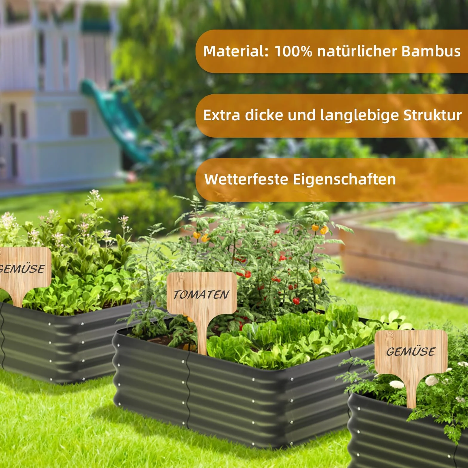 Juego de 40 carteles ecológicos para plantas con forma de T, de bambú, diseño duradero para exteriores