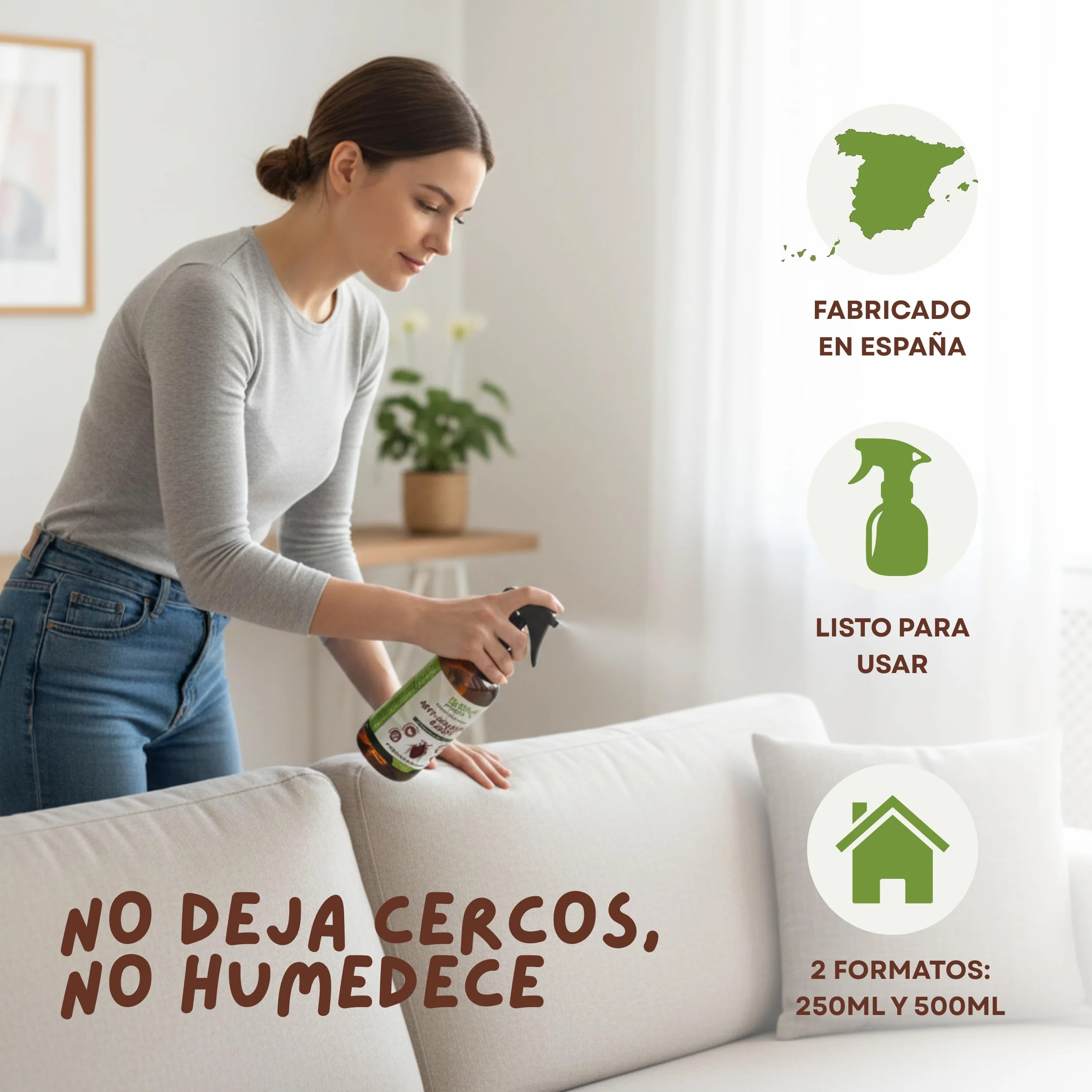 Protect | Spray Anti-Chinches y Ácaros 250ml | Rpelente Con Aceites Esenciales | x10 veces Más Concentrado que Otros | Apto para Textil, Hogar, Sofás, Colchón, Ropa de Cama