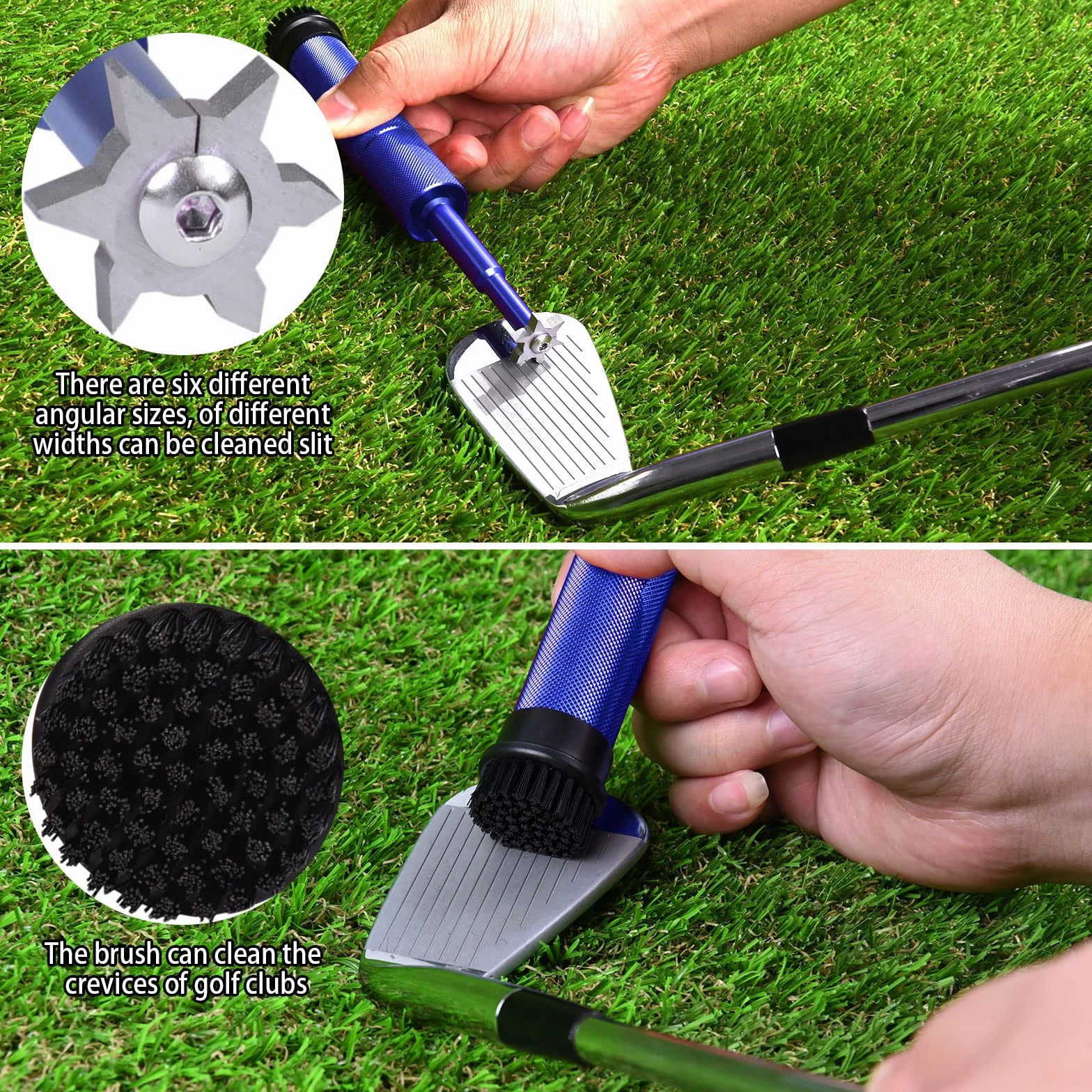 BIG TEETH Afilador de ranura para palos de golf con cepillo redondo, mango grande, diseño de una pieza, agarre antideslizante