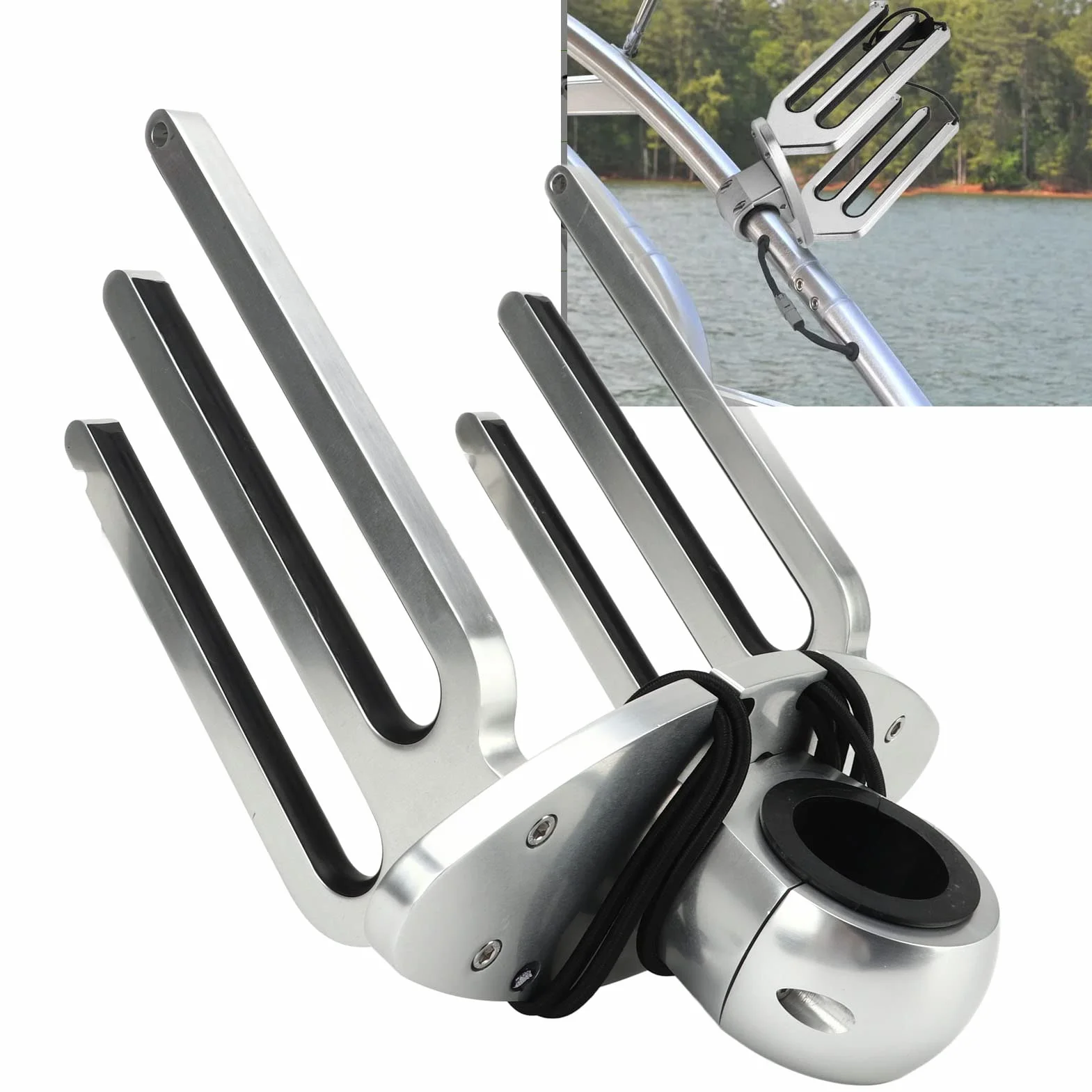 Soporte para Wakeboard Ajustable en Ángulo, Aleación de Aluminio Pulido, Compatible con Tubos de 189-248 Pulgadas