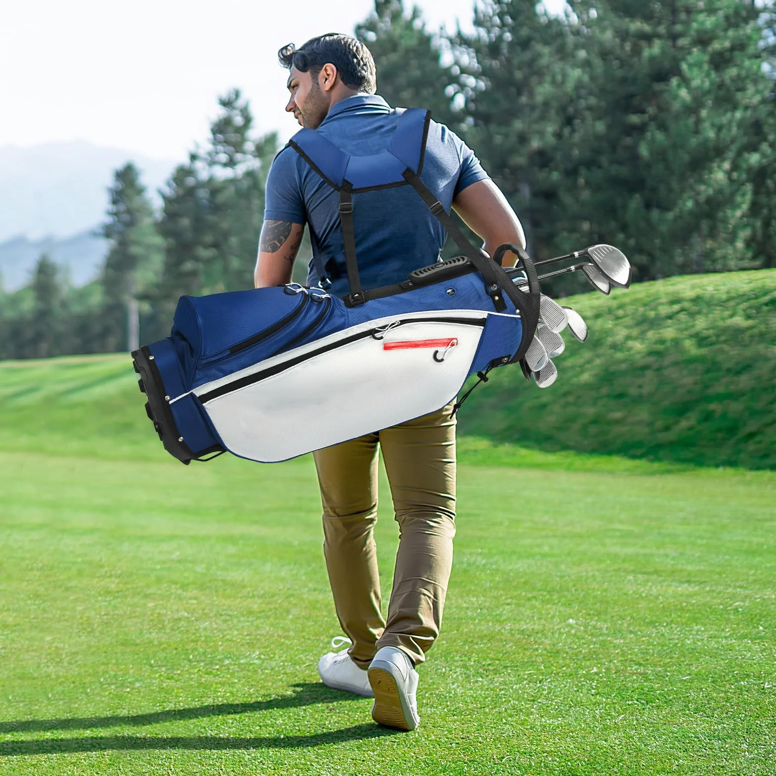 LIFEZEAL Juego de Golf Completo para Hombre, Palos de Golf Portátil para Diestros, Bolsa Trípode 7 Compartimentos, Putter, 3 Maderas, 5 Hierros
