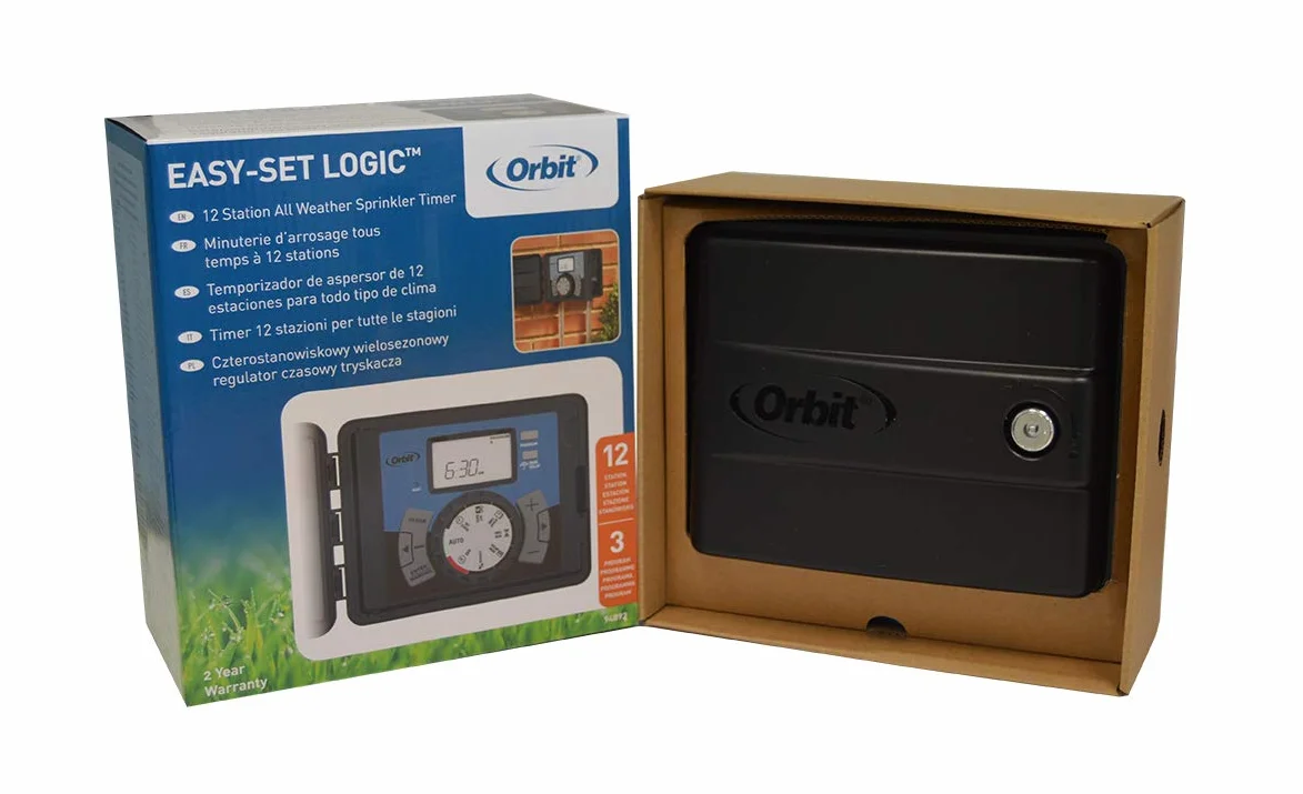 S&M Orbit 94892 – Programador de riego automático Easy-Set Logic con tapa-12 Zonas de riego