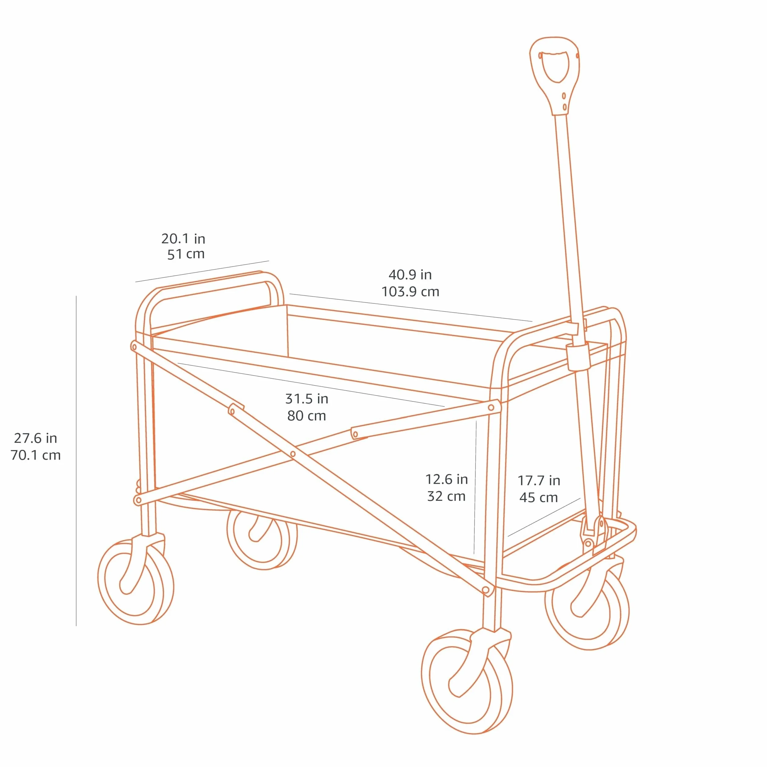 Amazon Basics Carreta plegable para jardín y aire libre con bolsa de cubierta, 70.1 x 103.89 x 50.8 cm, gris