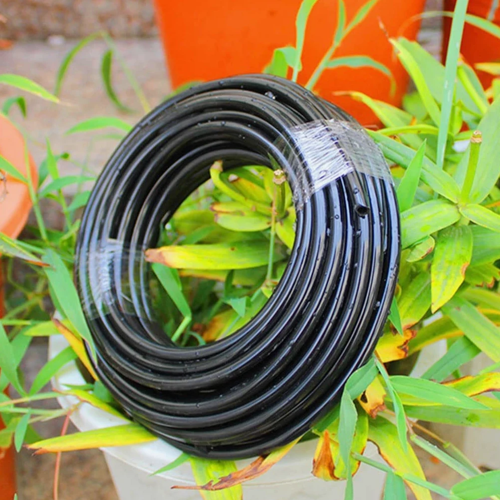 Manguera flexible de riego por goteo, tubo PVC 8/11 mm for jardín con tapón negro, varios tamaños(20m)