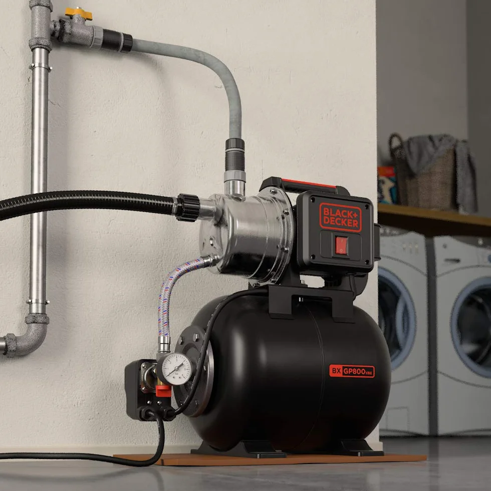 BLACK+DECKER Bomba Autocebante BXGP800XBE con Caldera para Aguas Limpias (800 W, Caudal max. 3500 l/h, Prevalencia max. 38 m)