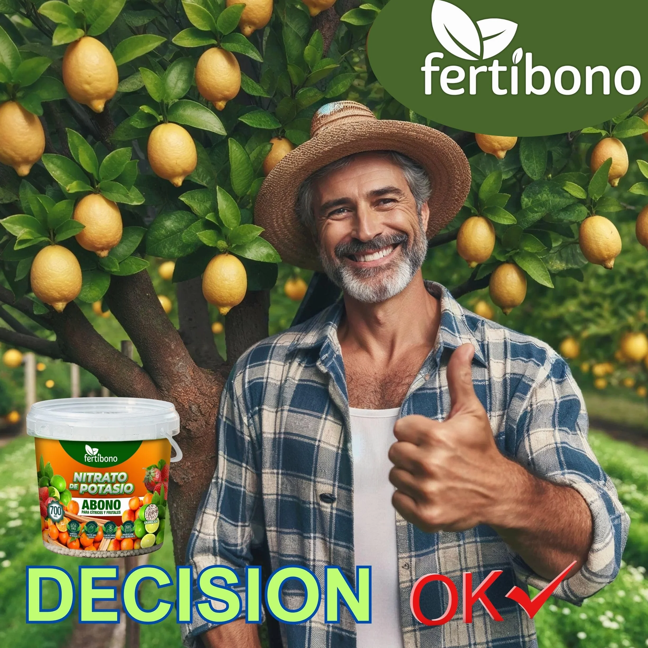 FERTIBONO Nitrato de potasio,Puro (KNO3) 13-00-46, Aumenta el Tamaño y la Calidad de la Fruta, los Azúcares y el Rendimiento de los Cítricos (700 Kg)