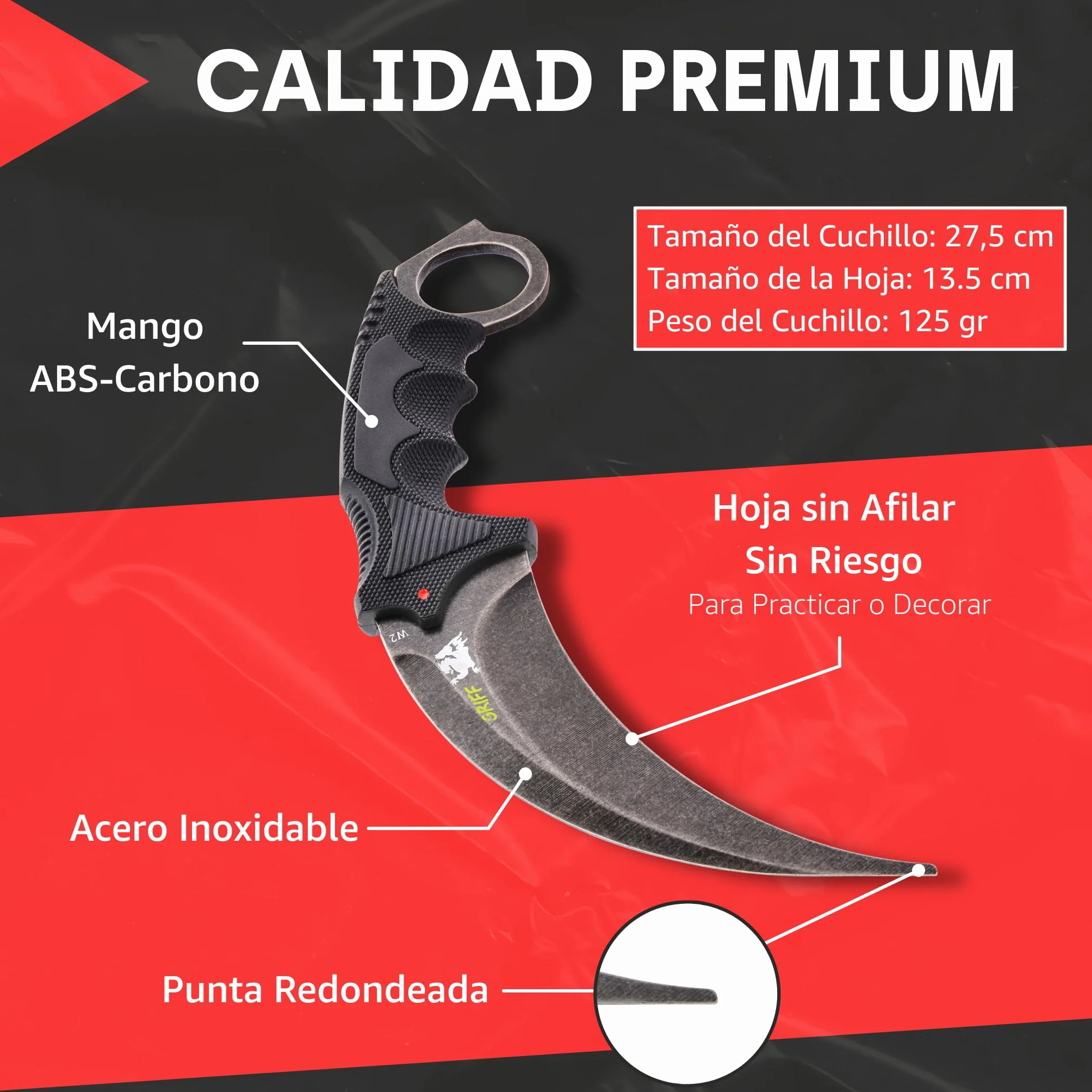 JARL Réplica de Cuchillo Decorativo CS:GO - Objeto de Colección y Entrenamiento para Fans CS:GO y CS2