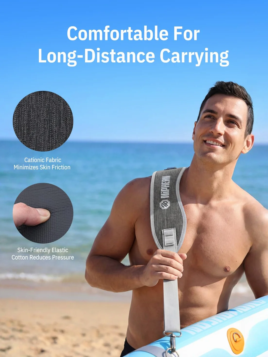 Correa de Transporte para Tabla de Paddle y Kayak Ajustable 44-52 Pulgadas