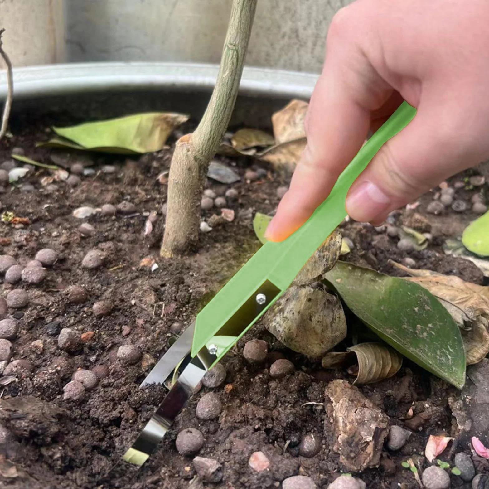 Weeder de Mano de Jardín, Extractor Malas Hierbas, Herramientas Jardineria, Desherbador Manual de Acero Inoxidable, Quitar Malas Hierbas con Mango para Desherbar y Aflojar la Tierra, Verde