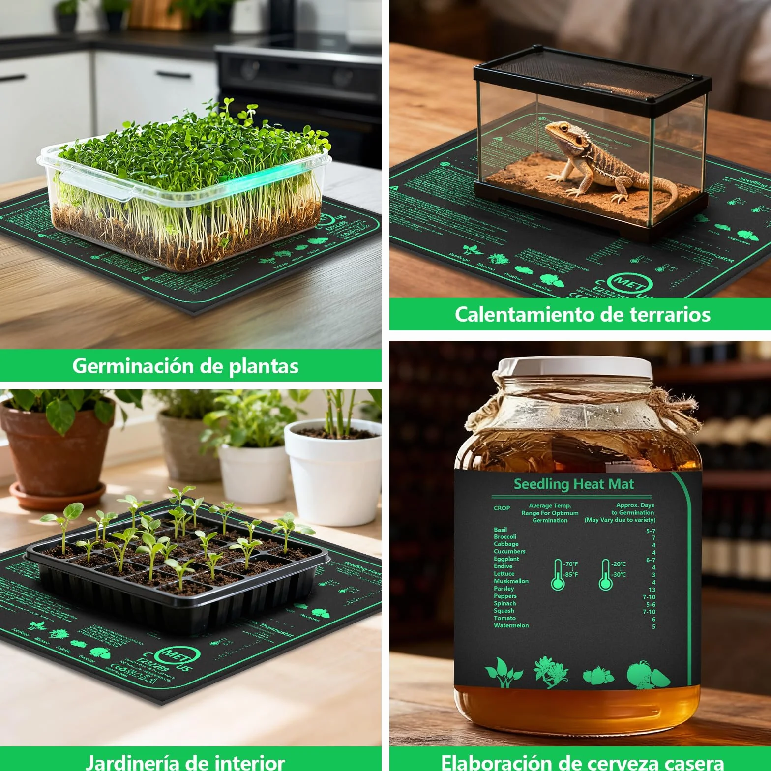 Estera Calefactora para Plantas con Termostato, 52 * 50cm Estera TéRmica para PláNtulas, 70W Almohadilla térmica para Plantas de Interior para Germinación, IP67 Impermeable