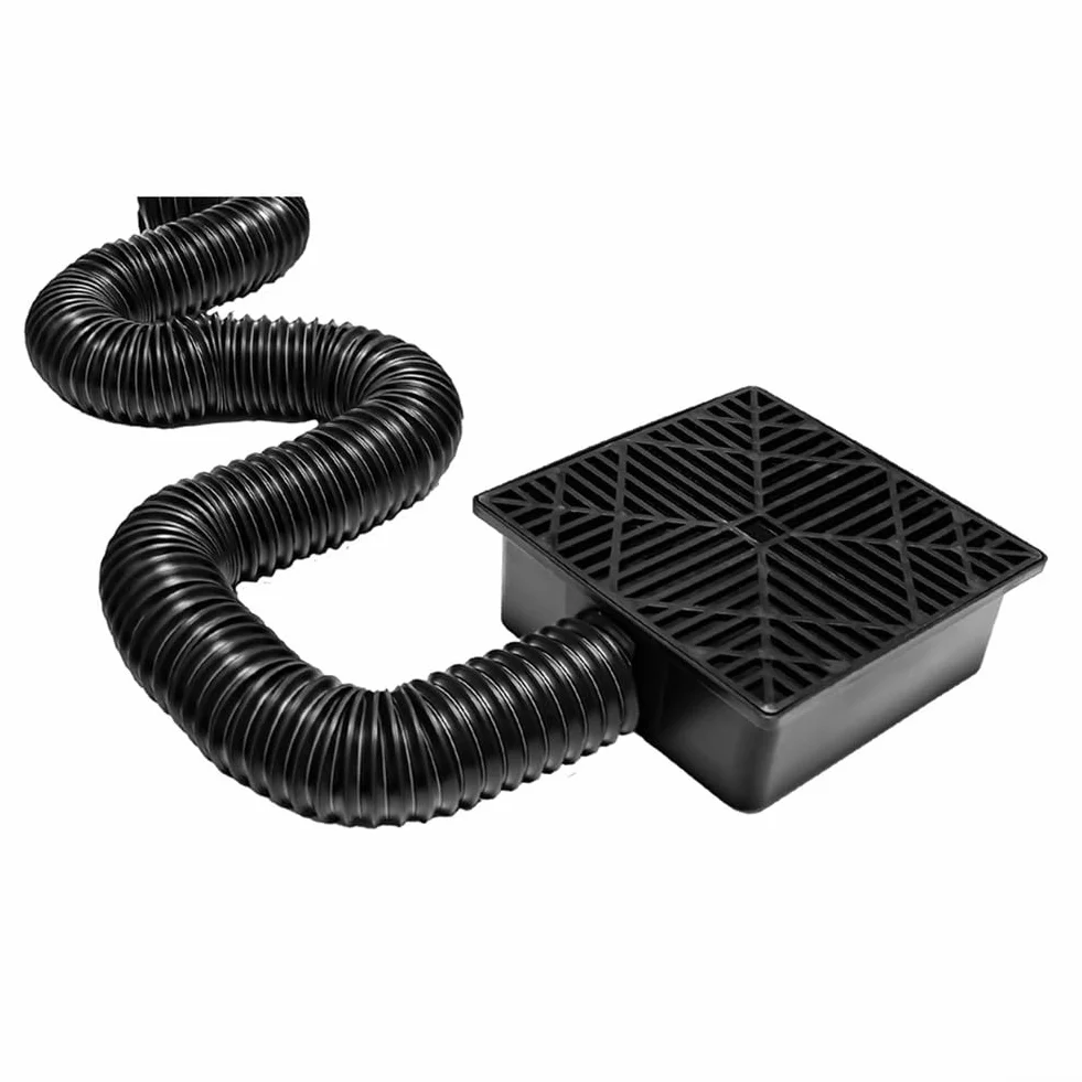 Kit de drenaje de lavabo subterráneo de perfil bajo de 9.0 x 9.05 pulgadas con tubo extensible de 5.5 pies para césped de patio