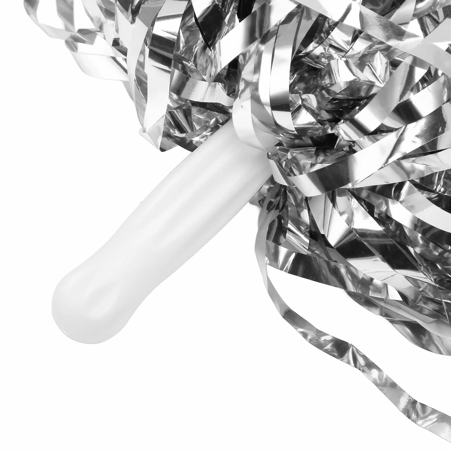 Wisecoco Pompones de Animadora, Lámina Metálica 3,3 Pulgadas con Asas, Plateado