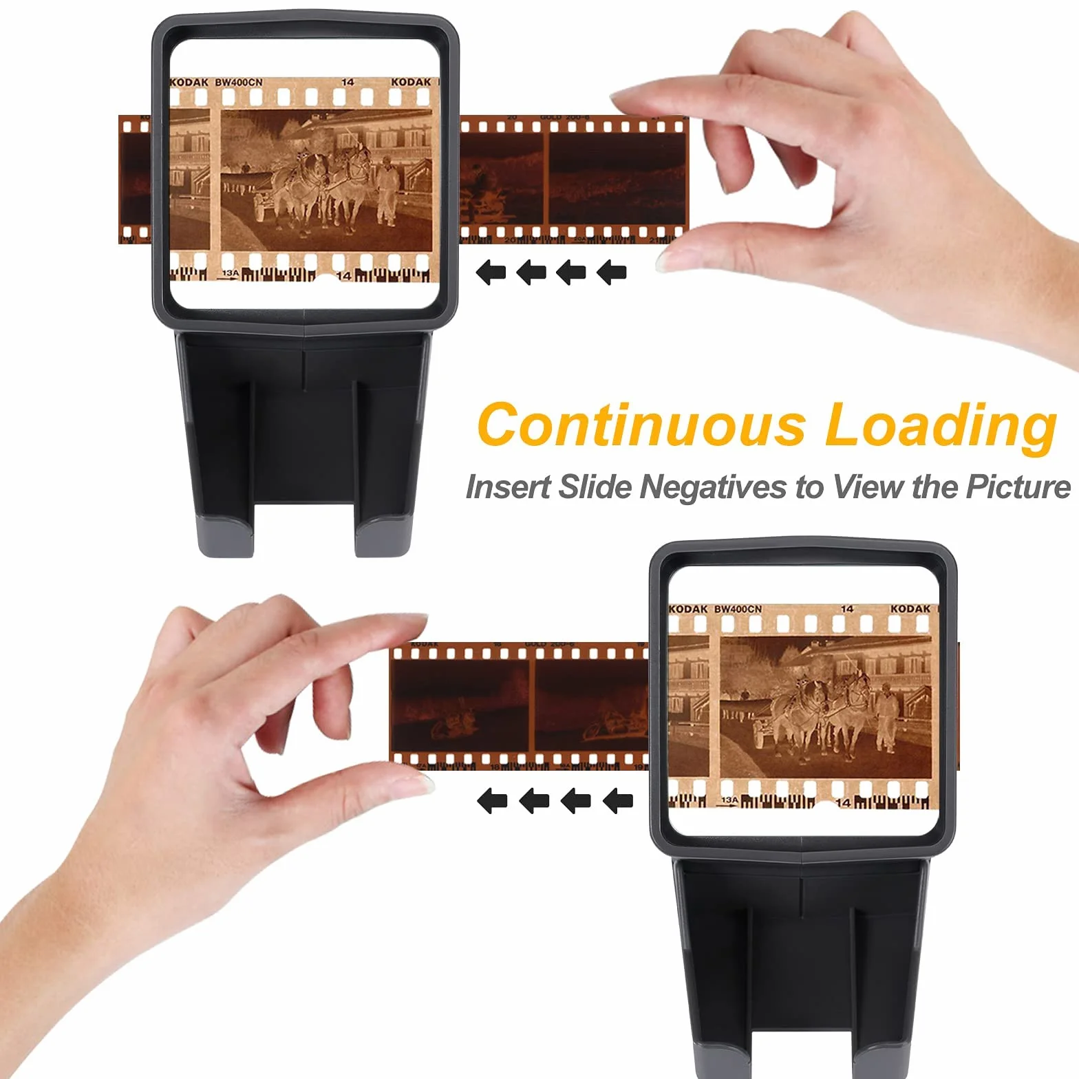 Visor de películas 35 mm LED portátil 3 aumentos USB