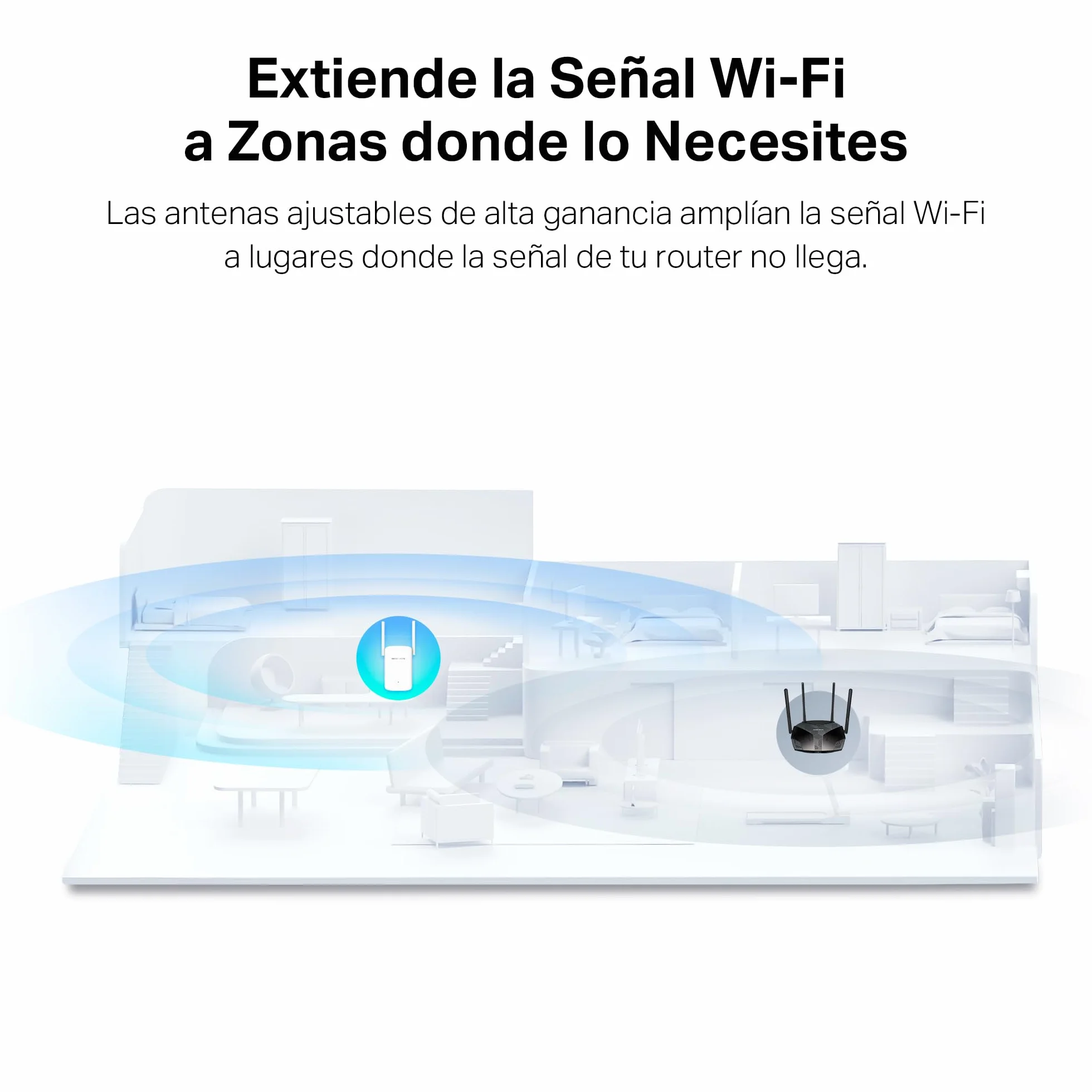 Mercusys ME1500X Wi-Fi 6 Repetidor de Doble Banda 1201 Mbps 5 GHz 300 Mbps 2,4 GHz Puerto Gigabit