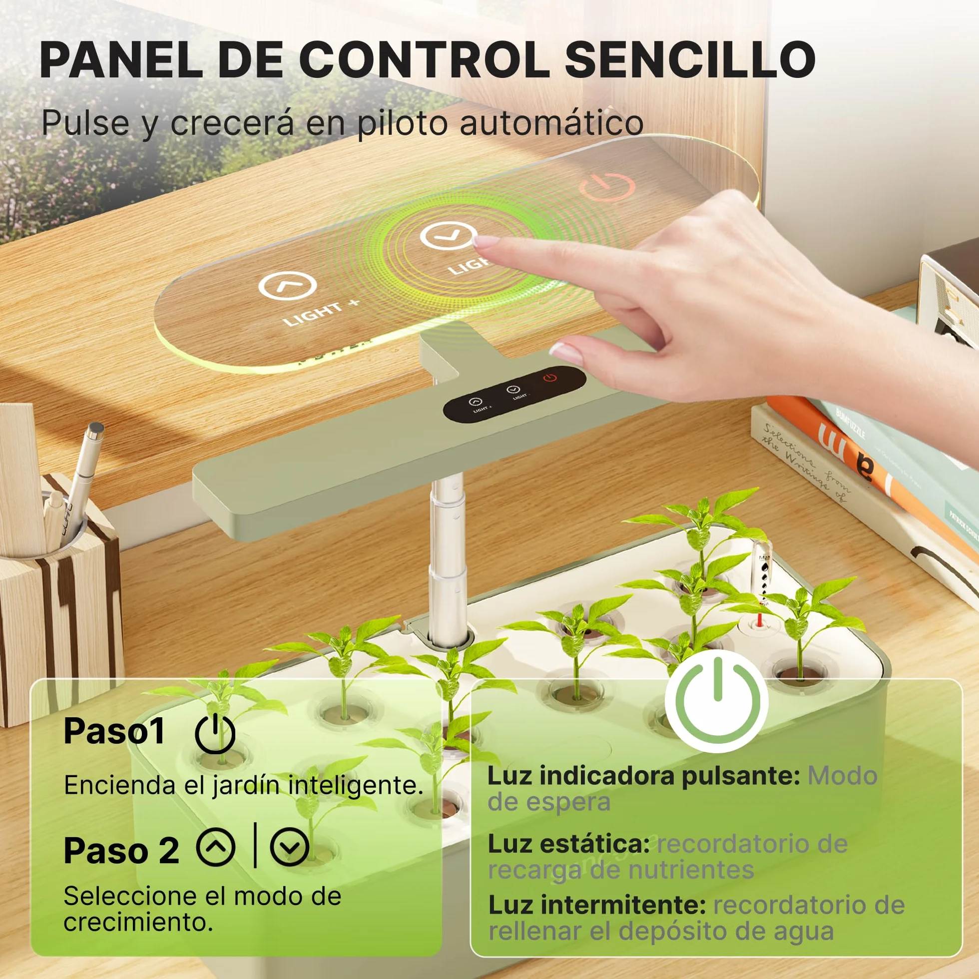 SUNCOZE Sistema de Cultivo Hidropónico Kit de Cultivo Interior con Iluminación LED Automática, Smart Garden 12 Pods, Altura Regulable, depósito de Agua de 4 l, Bomba silenciosa