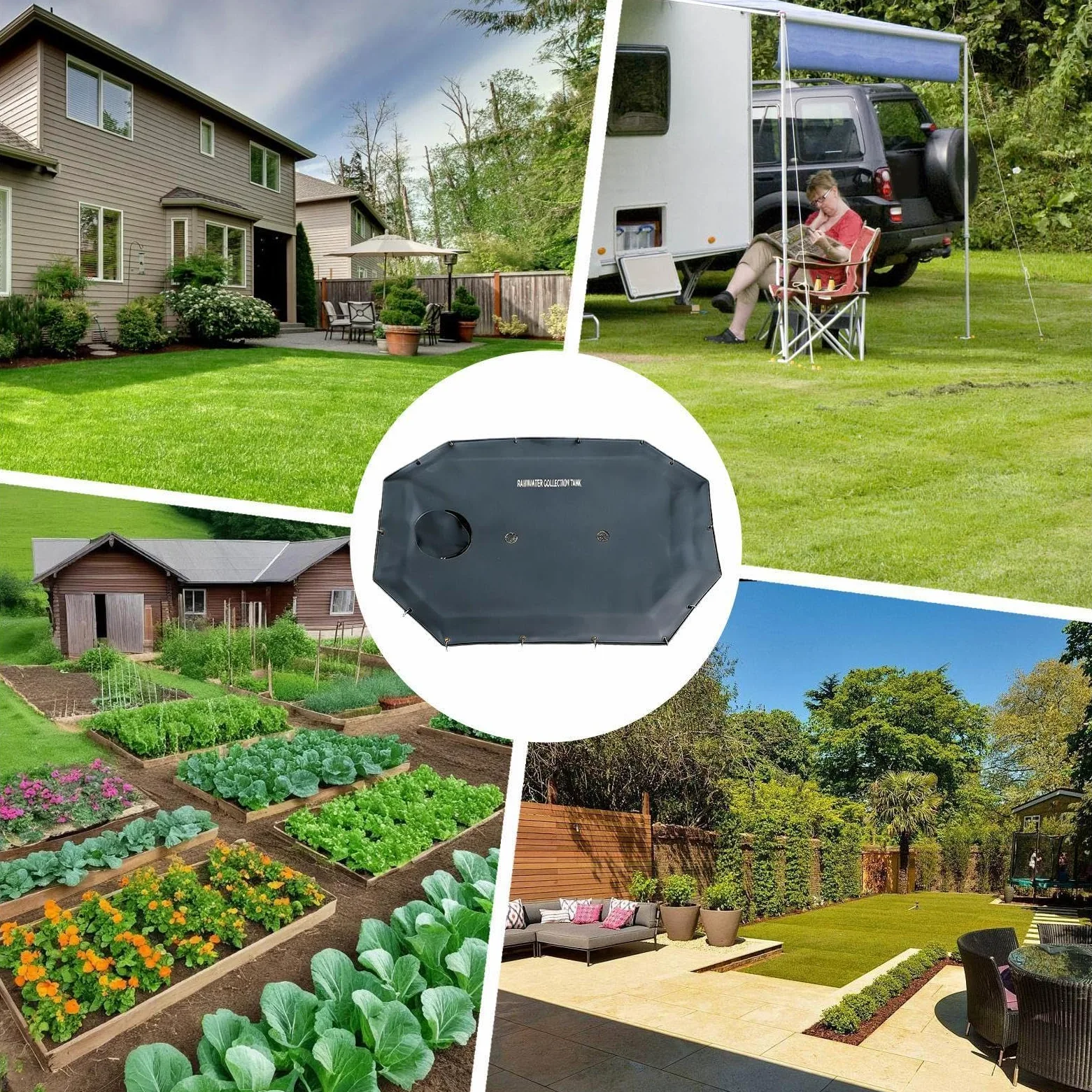 de Recogida de Lluvia Depósito de Agua de Lluvia Empotrado | Colector de Agua para Jardín para Jardín Exterior Patio Trasero Césped Terraza Entrada de Automóviles Riego Pasarela