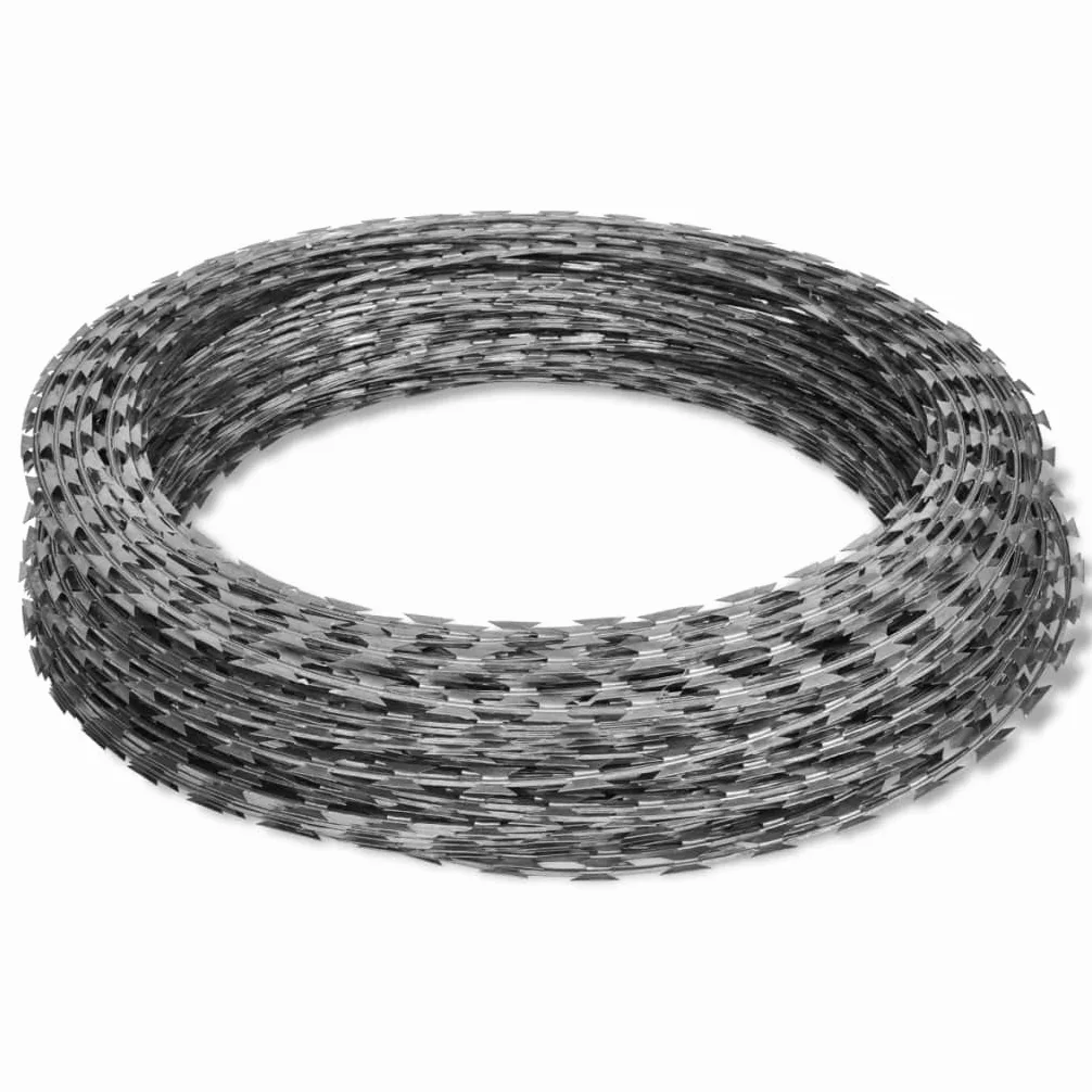 Alambre de púas helicoidales (2 piezas, acero galvanizado, 60 m, rollo de alambre, protección para el hogar, jardín, balcón