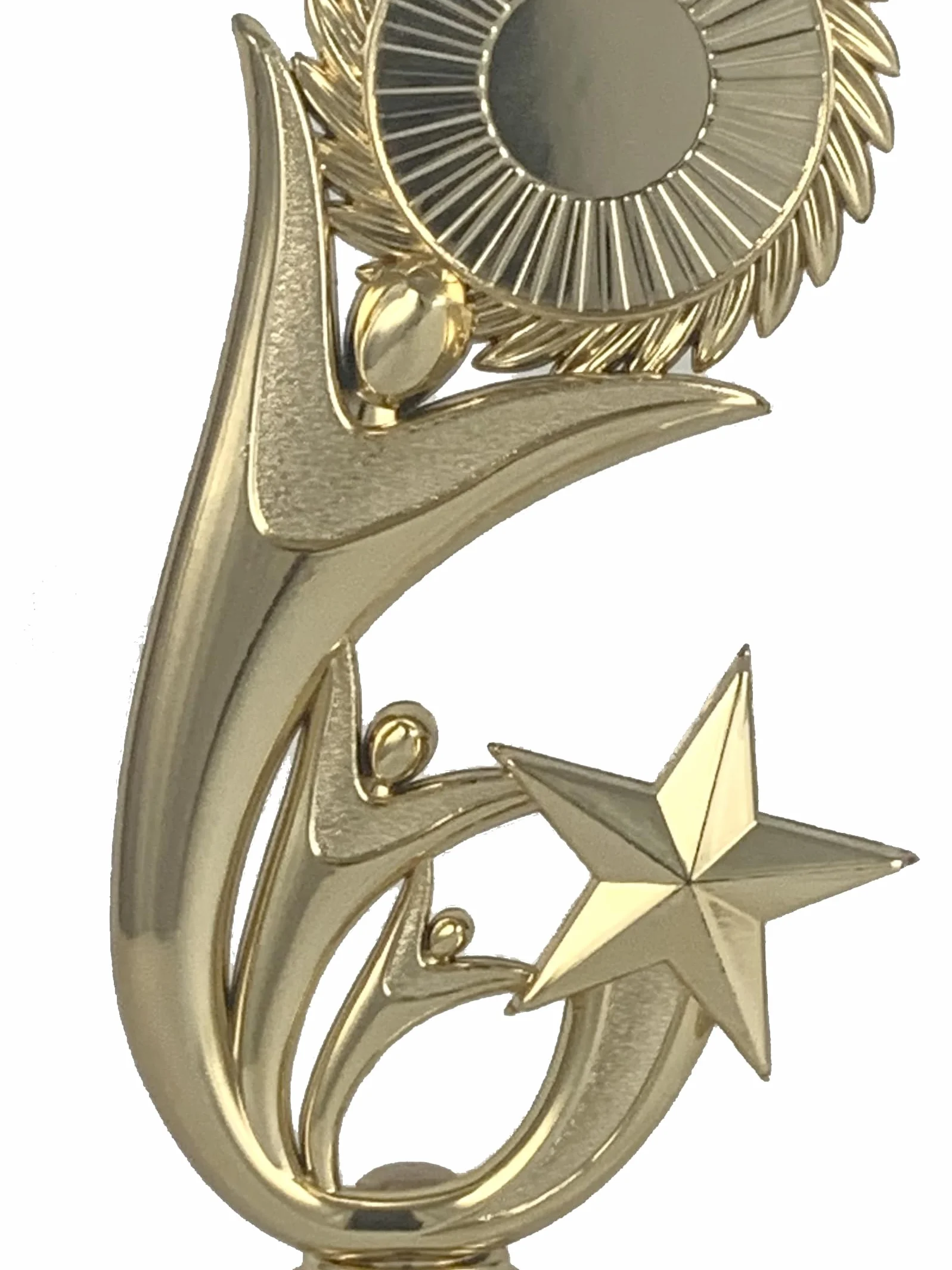 Trofeo portadiscos Hombres alzando Premio y Estrellas Dorado