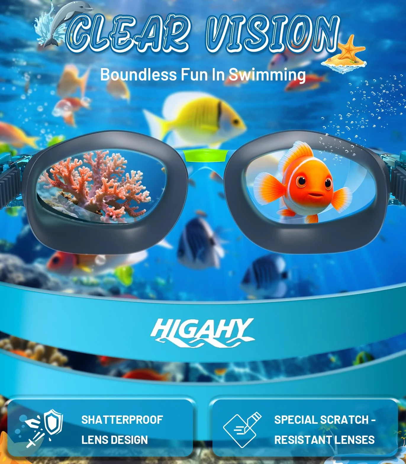 Gafas de Natación para Niños Antivaho Protección UV Ajustable Suave 6-14 Años