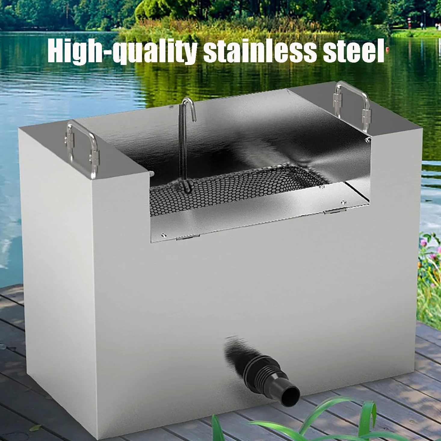Espumador de estanque de acero inoxidable, colector de desechos multiusos, bomba de alto flujo limpiador automático para estanques de peces y piscinas, herramienta reductora de lodo resistente