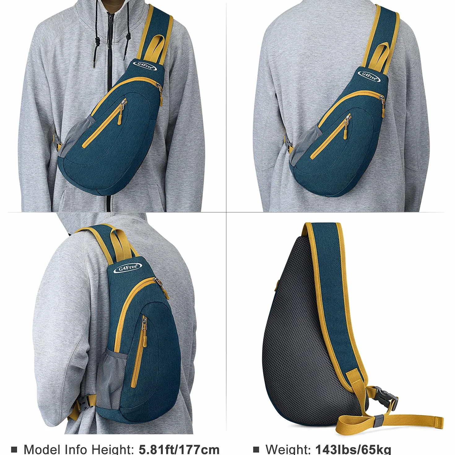 G4Free Sling Bag Mochila Triangular para Senderismo, Ciclismo, Viajes