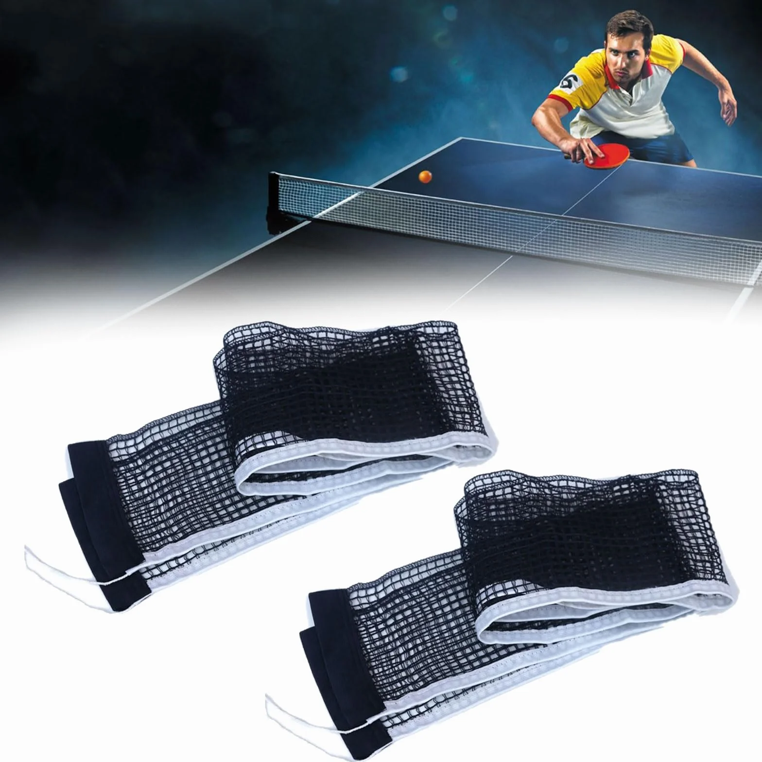 Red de Ping Pong Portátil Retráctil Ajustable 180x15 cm 2 Piezas