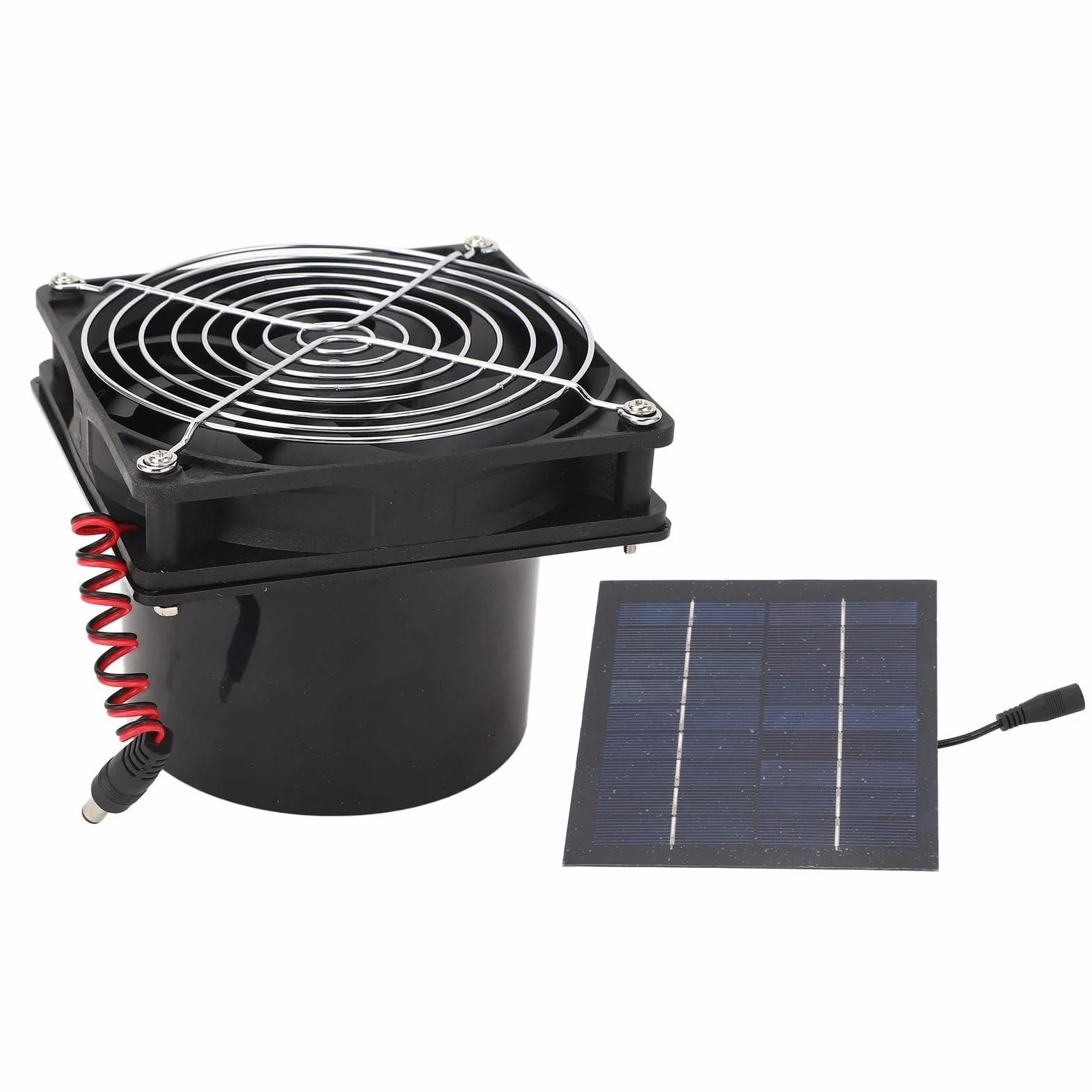Extractor solar 50W, panel solar 5-12V, de ventilación para cocina, invernadero, casa de mascotas, gallinero y garaje.