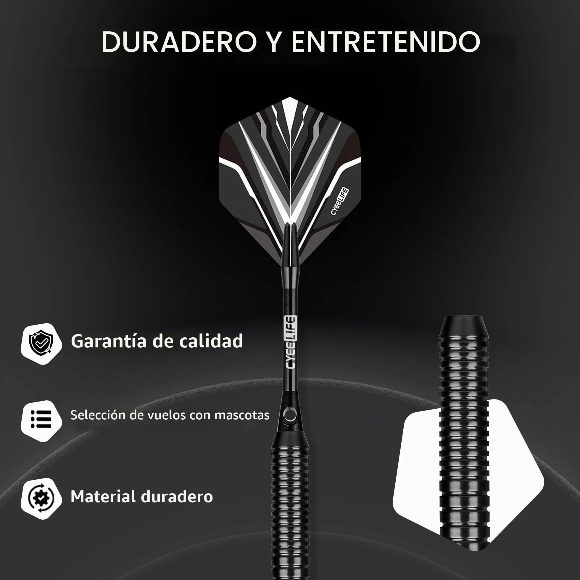 CyeeLife Juego de dardos punta suave cañón latón ejes aluminio PC 6 plumas 30 puntas suaves 20 anillas O 2 protectores plumas