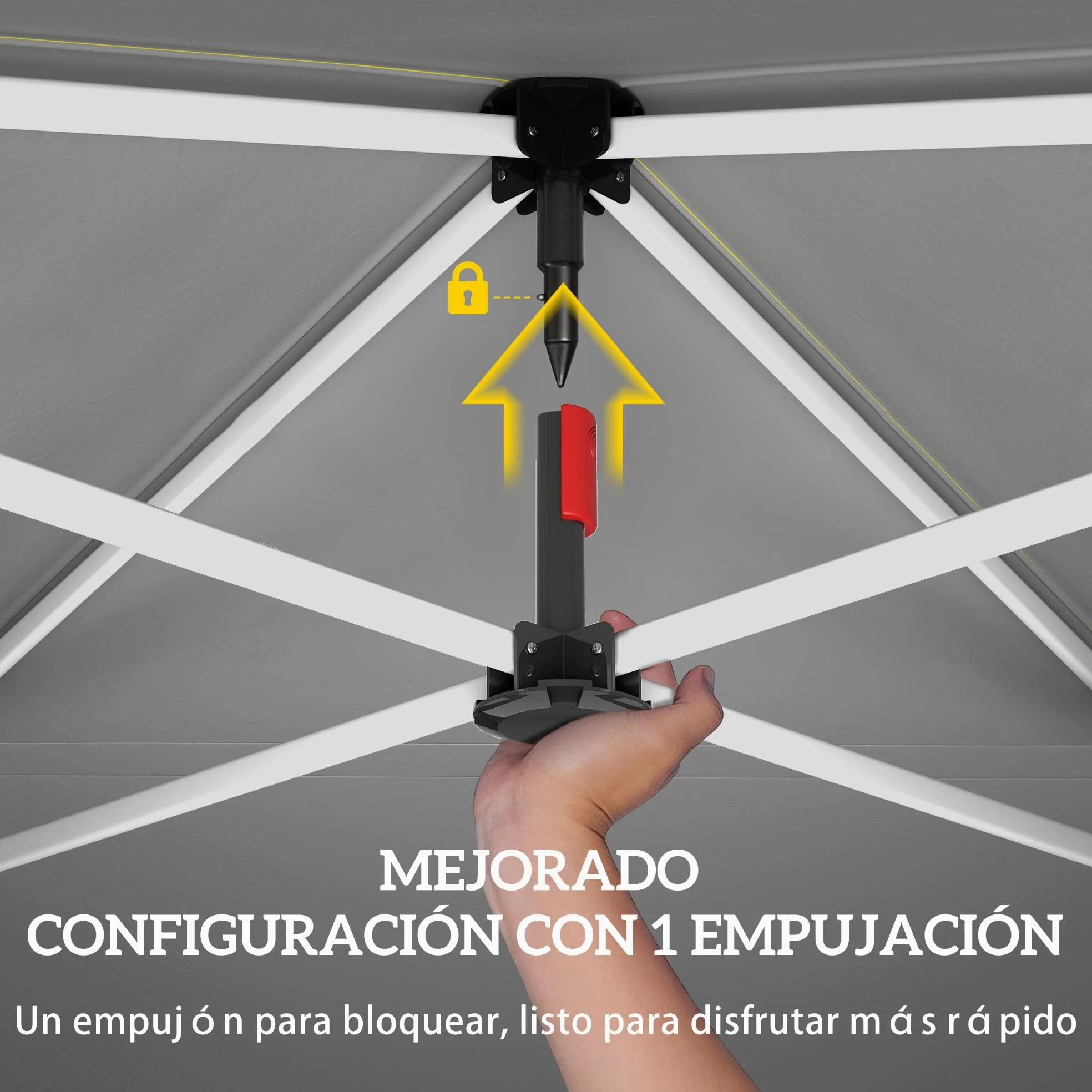 Outsunny Carpa Plegable 3x3 m Pop-up Cenador de Jardín con Protección UPF50+ y Pared Lateral