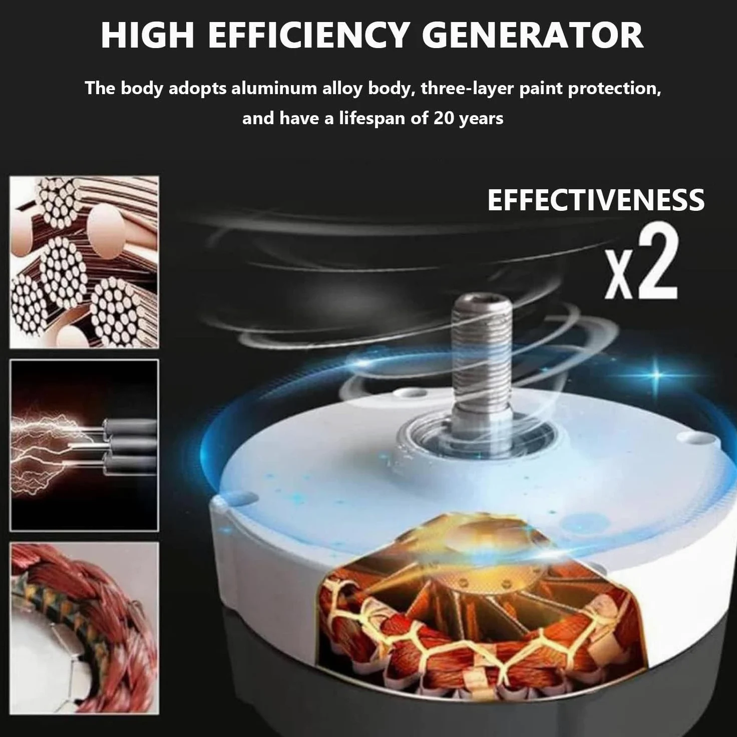 Generador de 4000 W-8000 W, 50 Hz, 600 RPM, alternador de energía de 12 V, 24 V y 48 V, generador de imán Permanente para Sistemas de generación de energía y turbinas eólicas. 24V-6000W