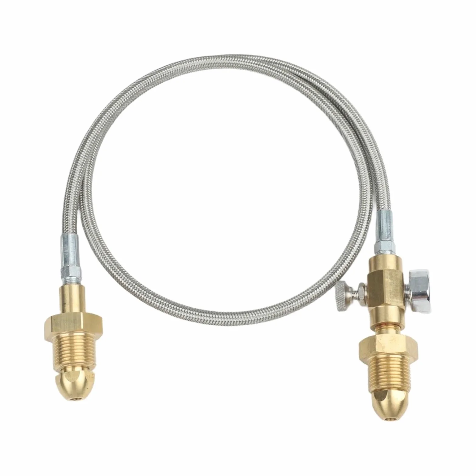 Manguera de transferencia para estación de llenado BS 341 Nº 3 (Reino Unido) de argón, manguera de alta presión G5/8" RH de malla de acero inoxidable, 90 cm, para soldadura e impresión 3D (Style 1)