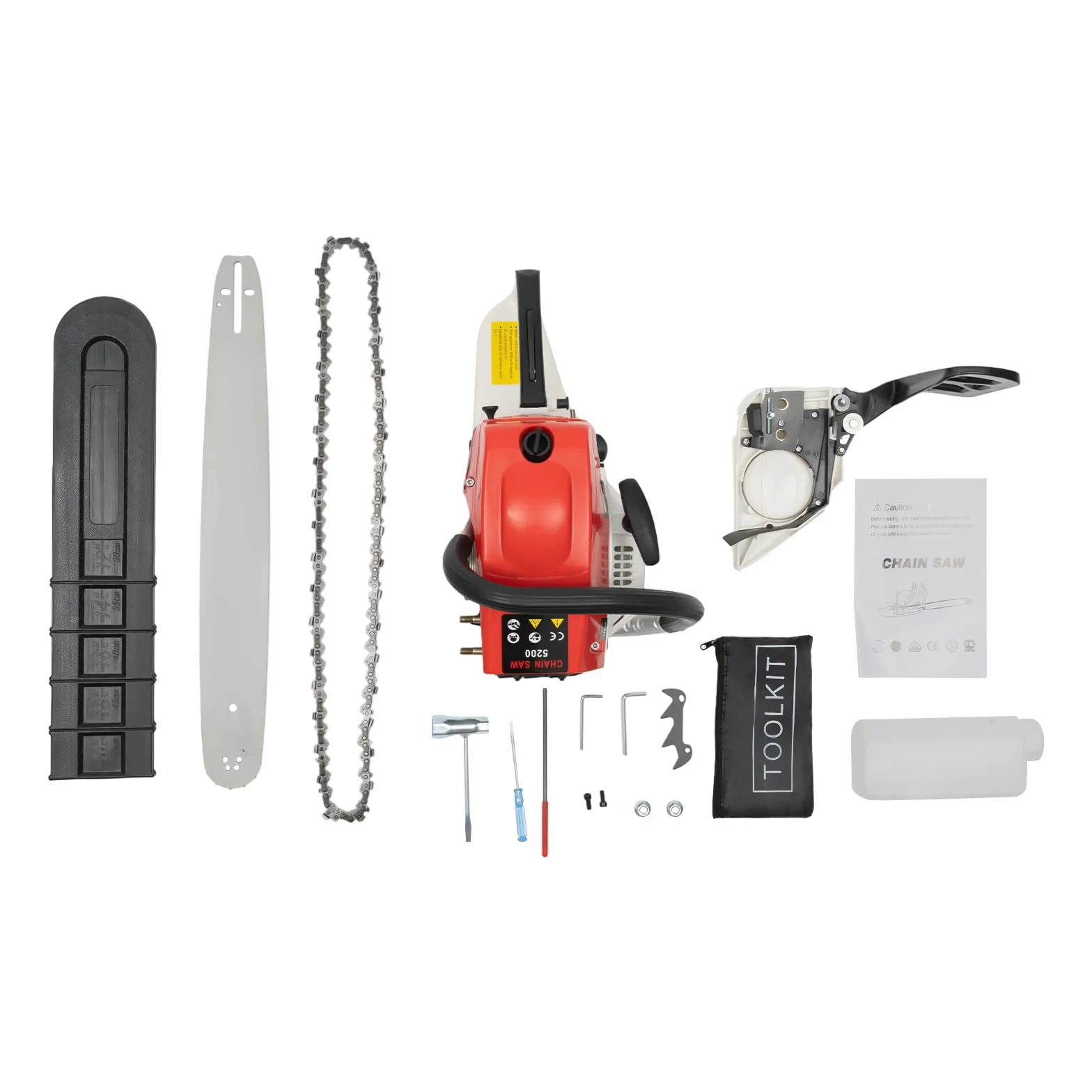 Motosierra de gasolina de 20 pulgadas, 52 CC, motosierra de gasolina de 2 tiempos, con diámetro de corte de 51 cm/20 pulgadas, motosierra de gasolina con cubierta de riel de cadena, 7500 rpm,