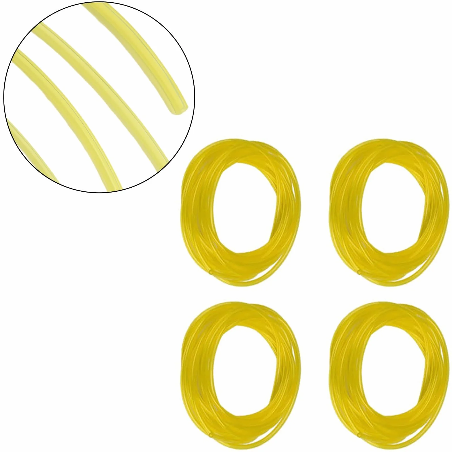 FACAIIO Juego de mangueras de línea de Combustible para Motosierra y Cuerda, 4 tamaños (2 x 3,5 mm/2,5 x 5 mm/3 x 5 mm/3 x 6 mm), 1 m Cada uno, Tubo de plástico Amarillo, para Herramientas de jardín