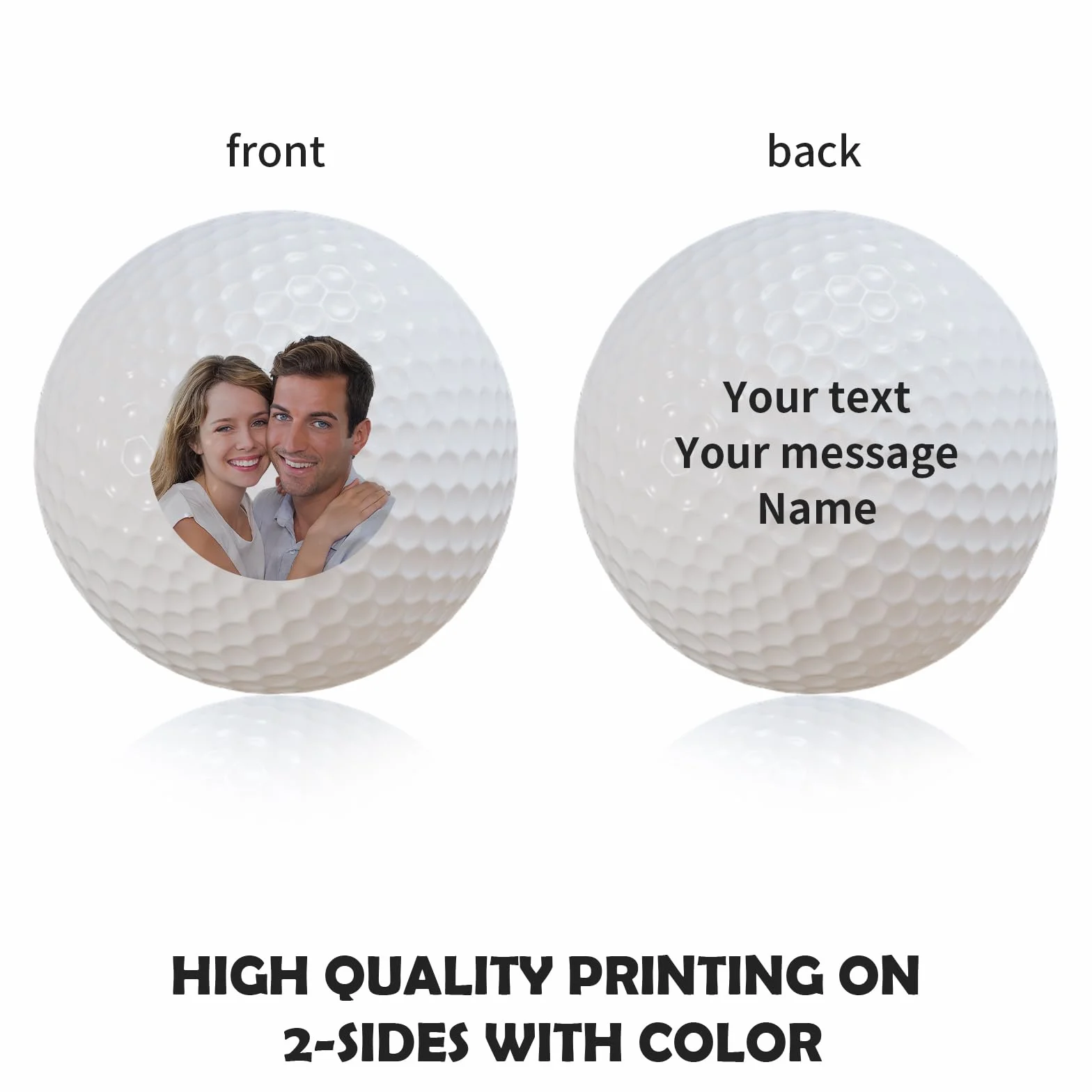 Pelotas de golf personalizadas de doble cara con nombre, logotipo o texto para regalos y eventos