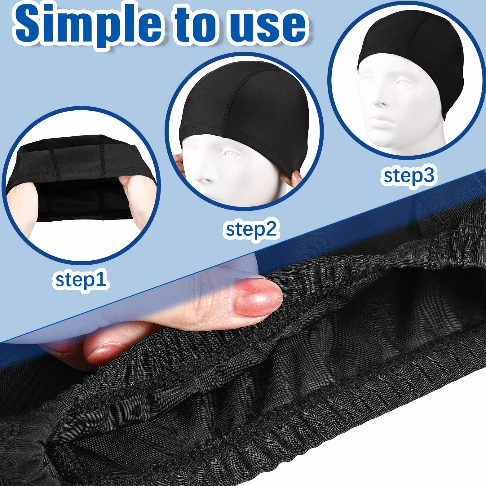 Gorros de Natación Elásticos Unisex Antideslizantes para Piscinas - 3 Pack