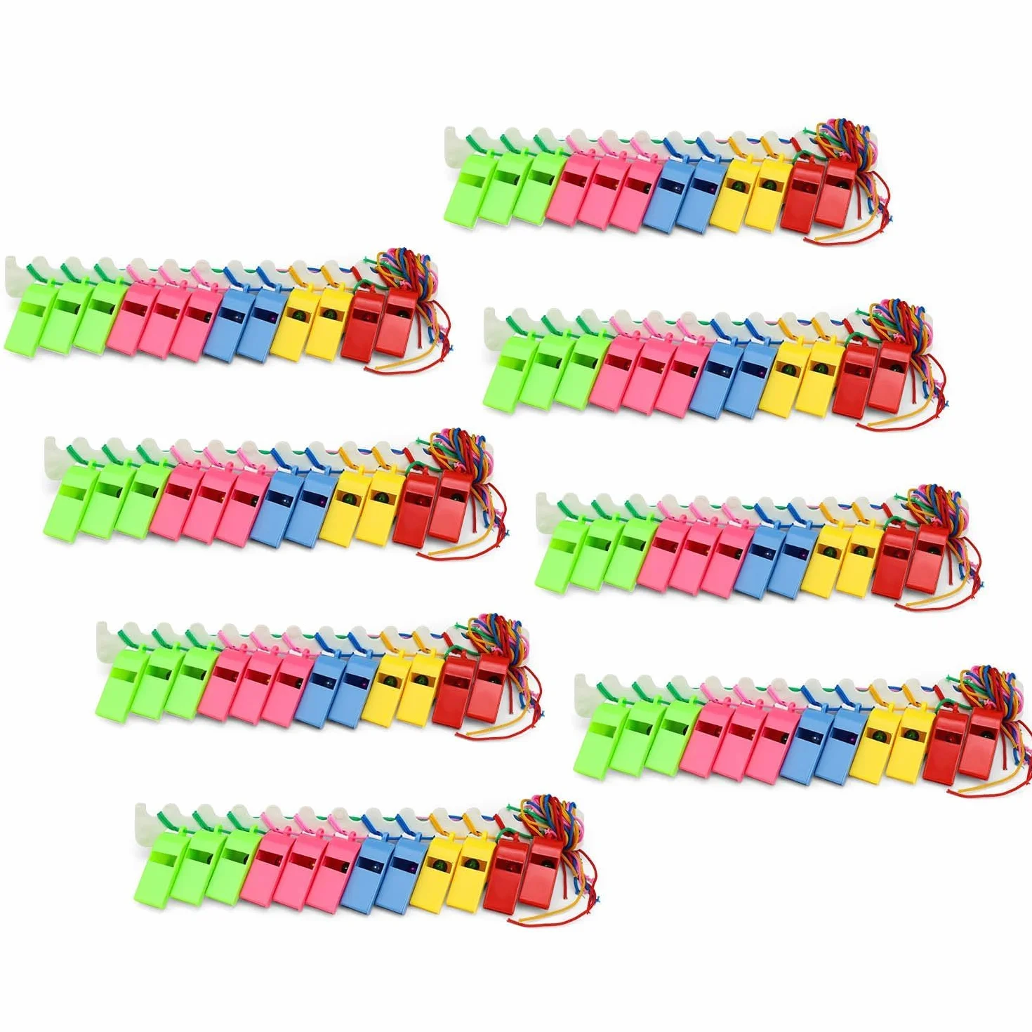 Silbatos de Árbitro 96 Piezas, Silbatos Coloridos con Cordón Colgante para Entrenamientos Deportivos