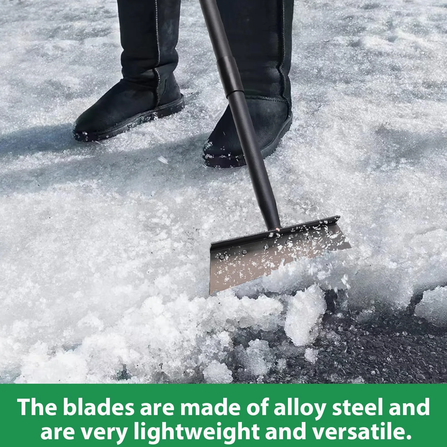Pala de jardín, pala de nieve, raspador de hielo, pala de limpieza multifuncional con mango ajustable de 59 pulgadas, pala de limpieza de herramientas de jardín resistente para bordes de césped,