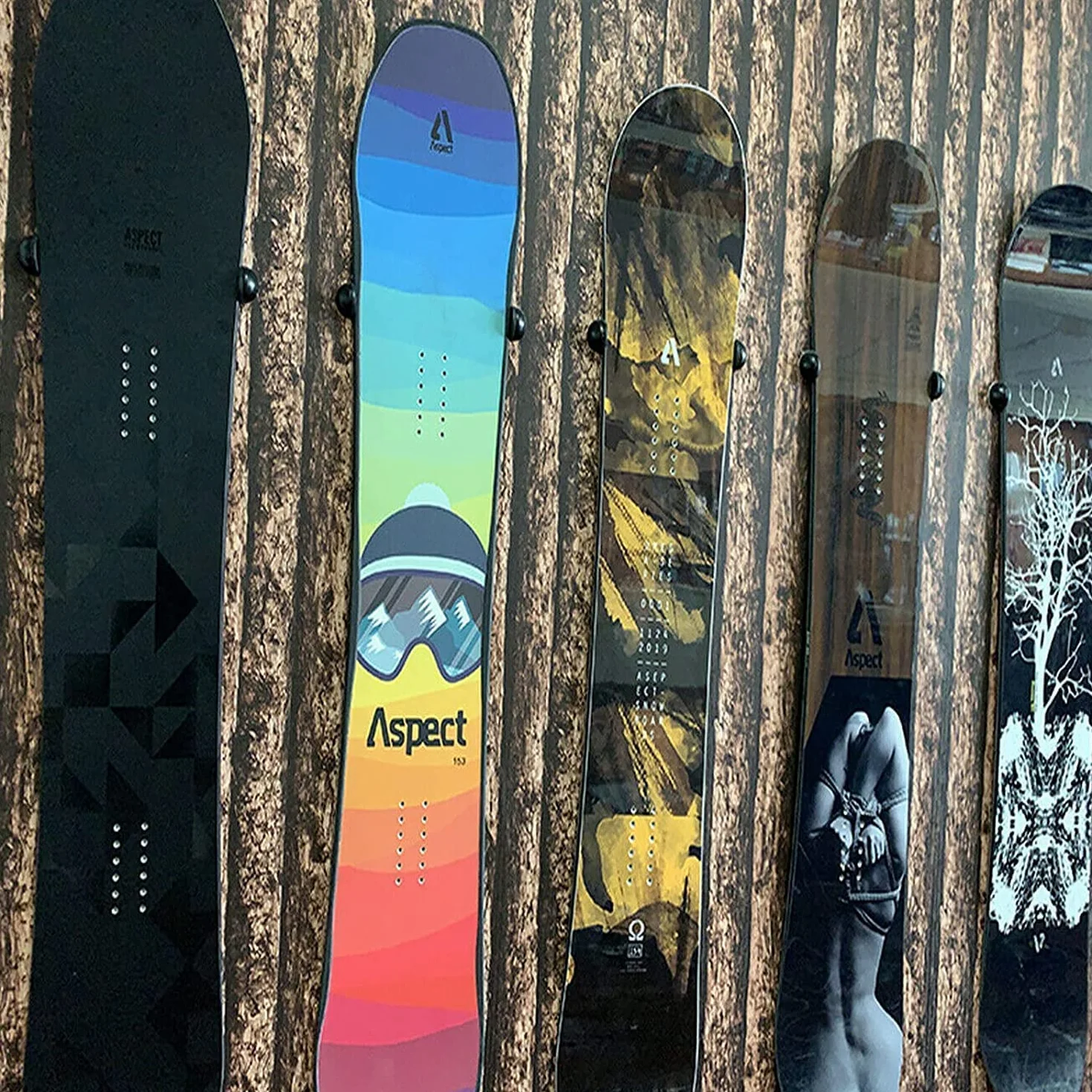 AUXPhome Soportes de pared para esquí snowboard, acero inoxidable, goma resistente, paquete de 4