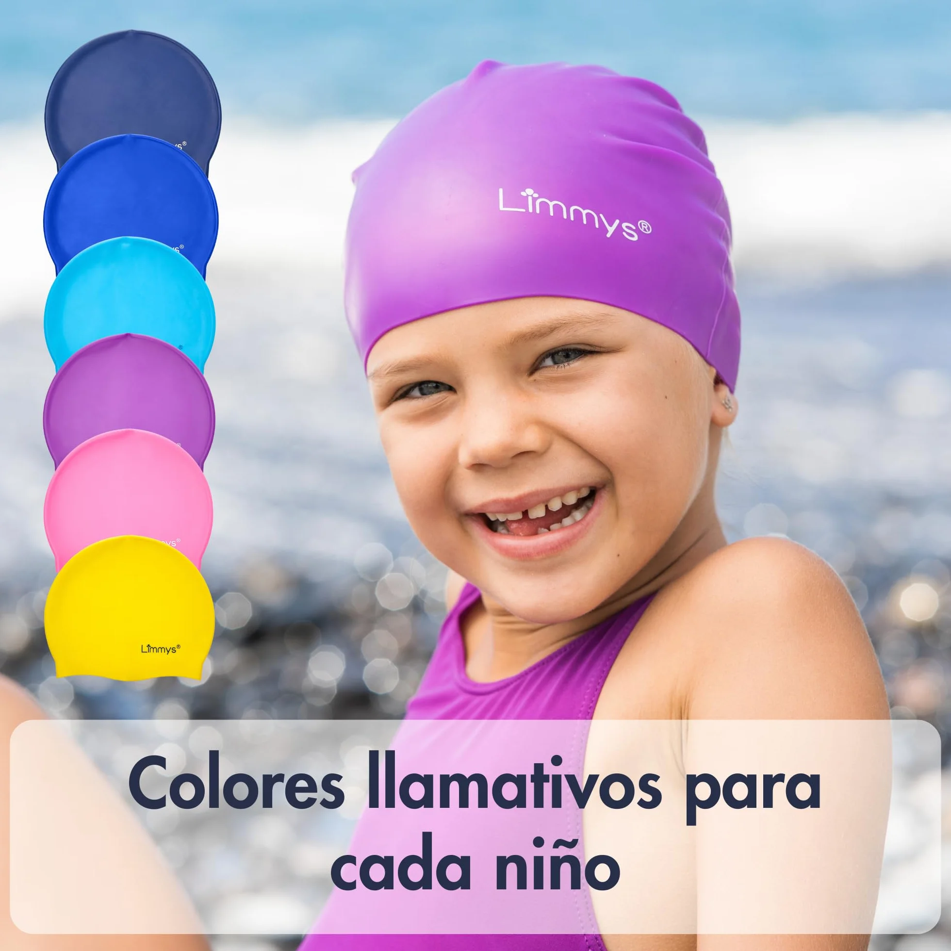 Limmys Gorro de Silicona para Niños Suave Elástico Antideslizante Flexible Protección de Oídos Sin Látex