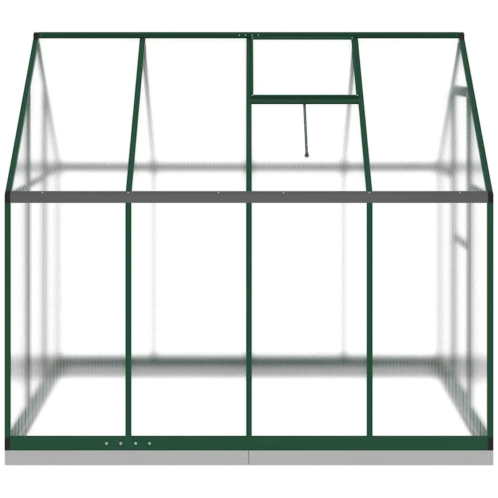 Invernadero con marco de base de aluminio, 224 x 169 x 202 cm, placas de policarbonato resistentes a los rayos UV, con ventana de ventilación y puerta batiente, invernadero resistente a la