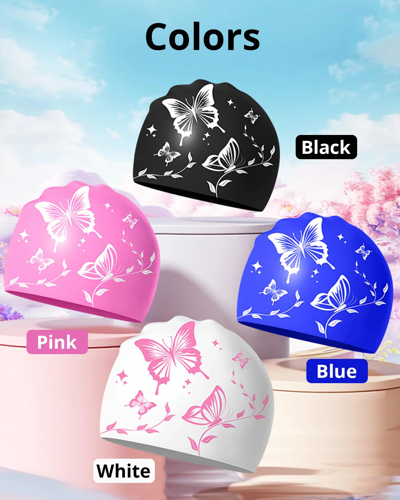 Gorro Natación Mujer Silicona Antideslizante Piscina