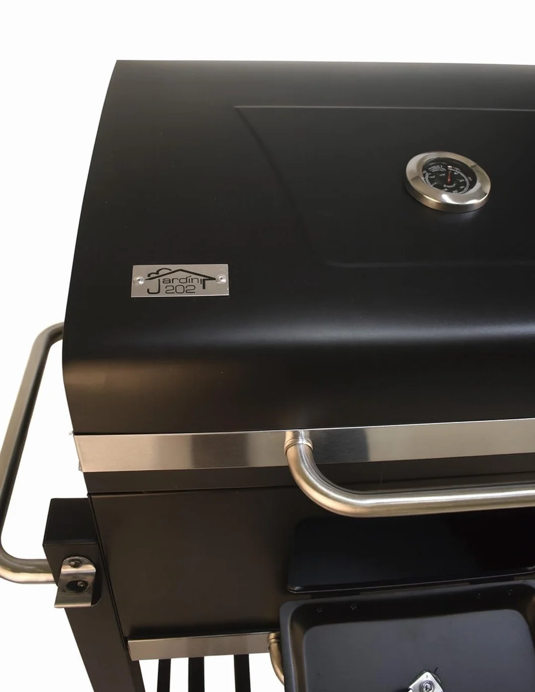 JARDIN202 - Barbacoa de Carbón Alabama Grande con Ruedas, Termómetro y Altura Ajustable | Parrilla Grill de Carbón con Carrito y Tapa | (Negro)